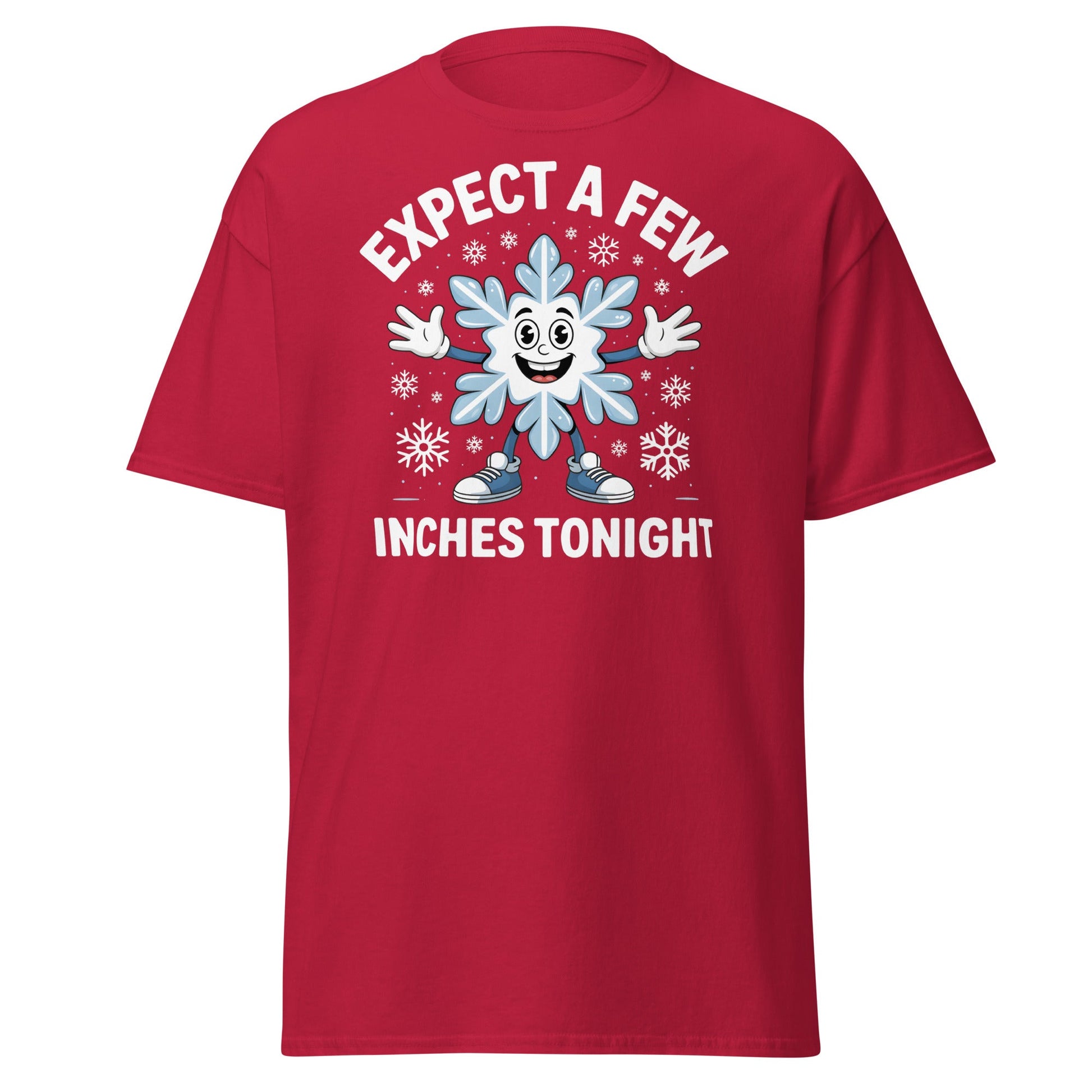 Expect a Few Inches Tonight Funny Snowflake T-Shirt - Cardinal - T-Shirts Online