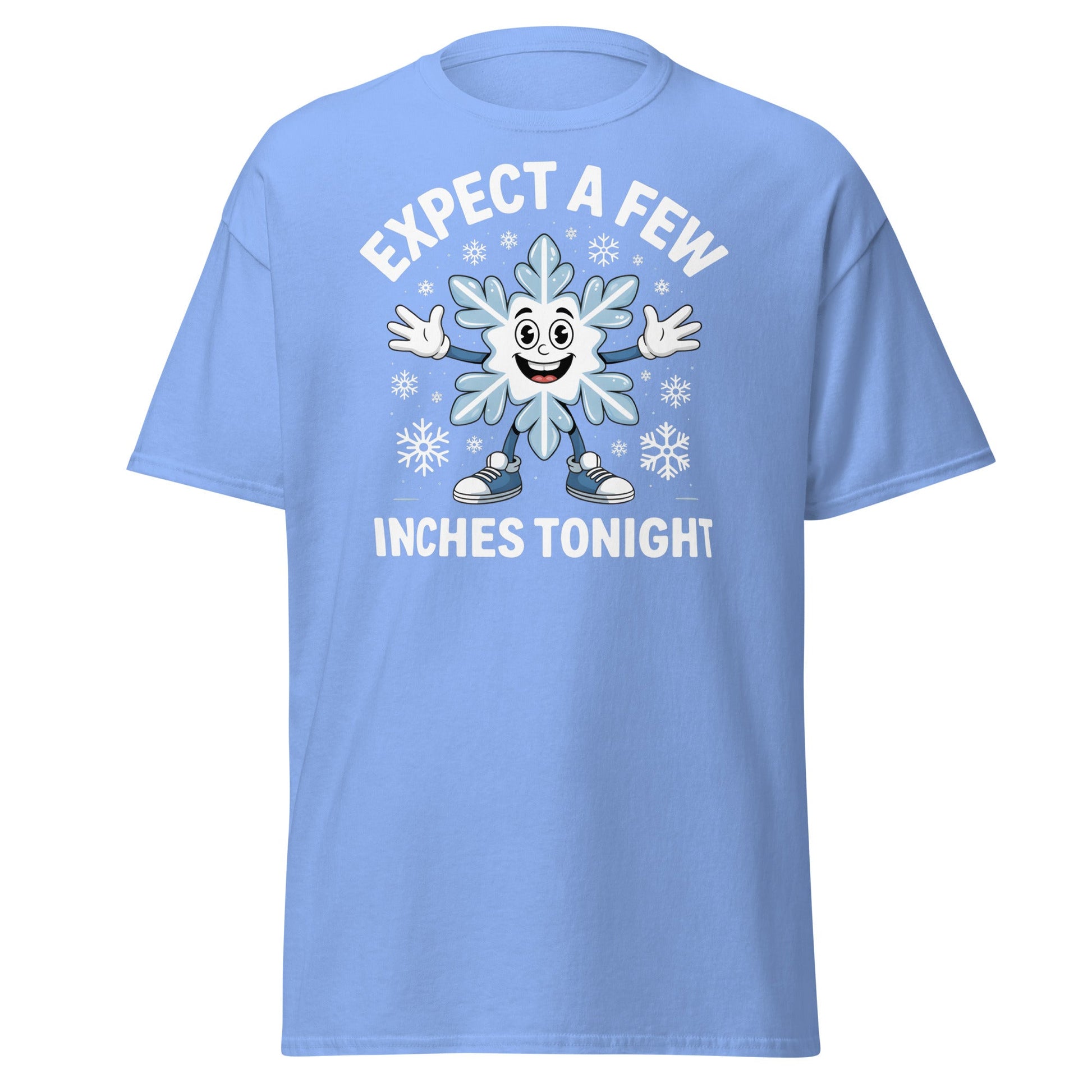 Expect a Few Inches Tonight Funny Snowflake T-Shirt - Carolina Blue - T-Shirts Online
