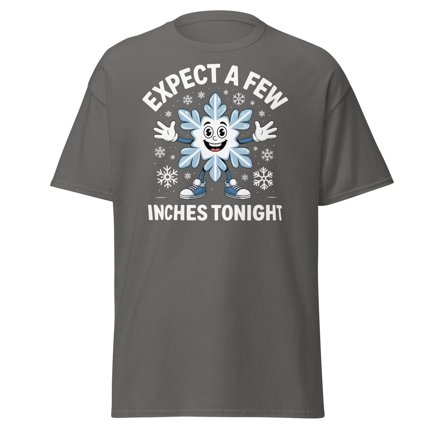 Expect a Few Inches Tonight Funny Snowflake T-Shirt - Charcoal - T-Shirts Online