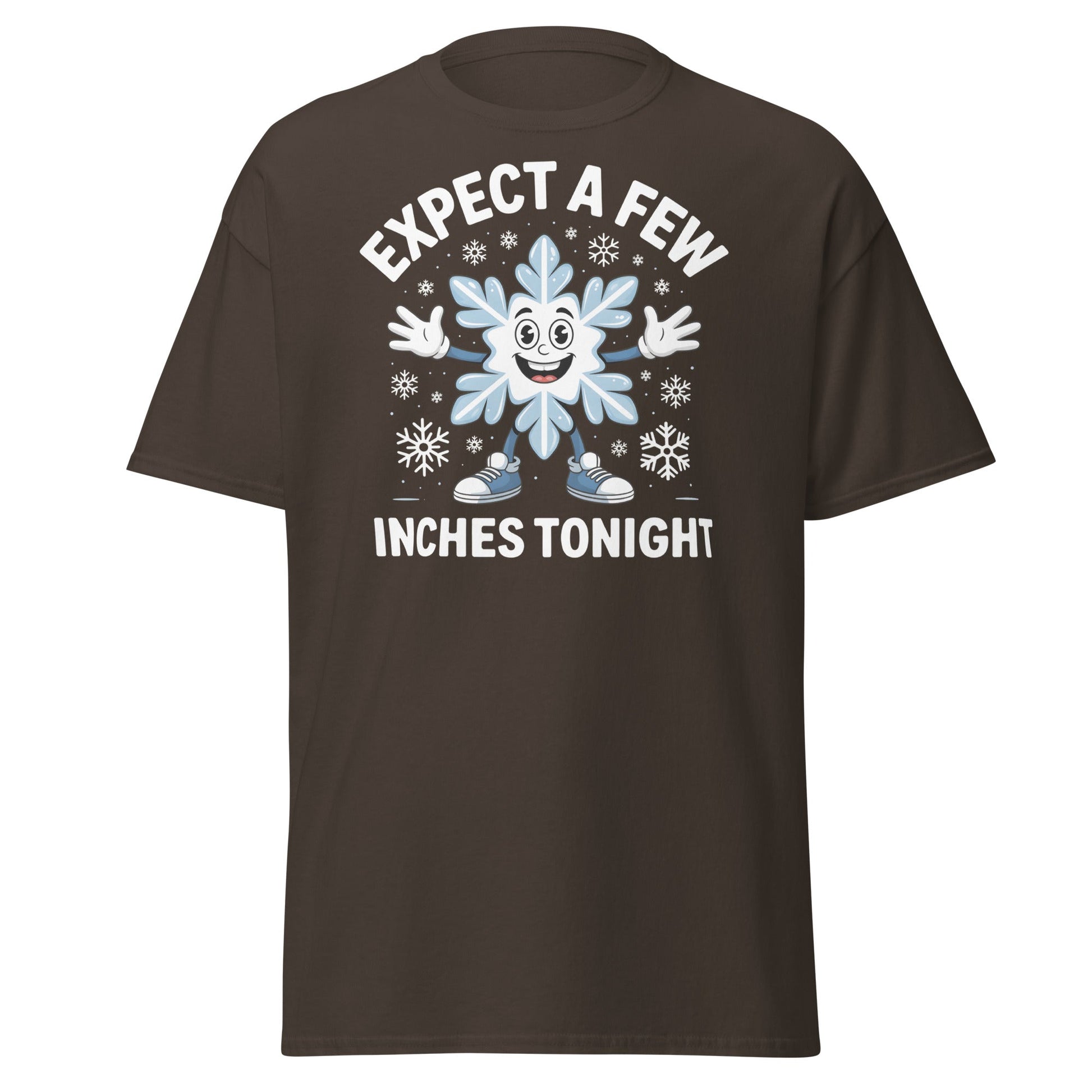 Expect a Few Inches Tonight Funny Snowflake T-Shirt - Dark Chocolate - T-Shirts Online