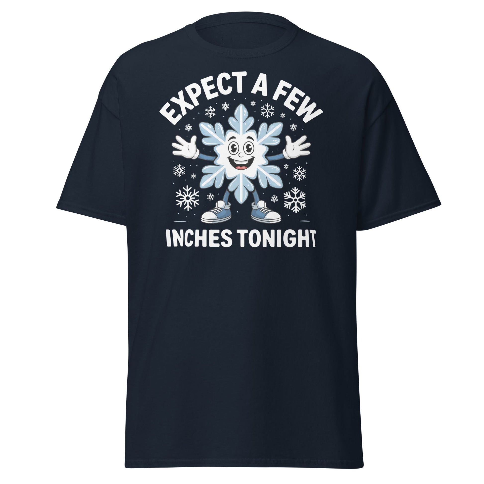 Expect a Few Inches Tonight Funny Snowflake T-Shirt - Navy - T-Shirts Online