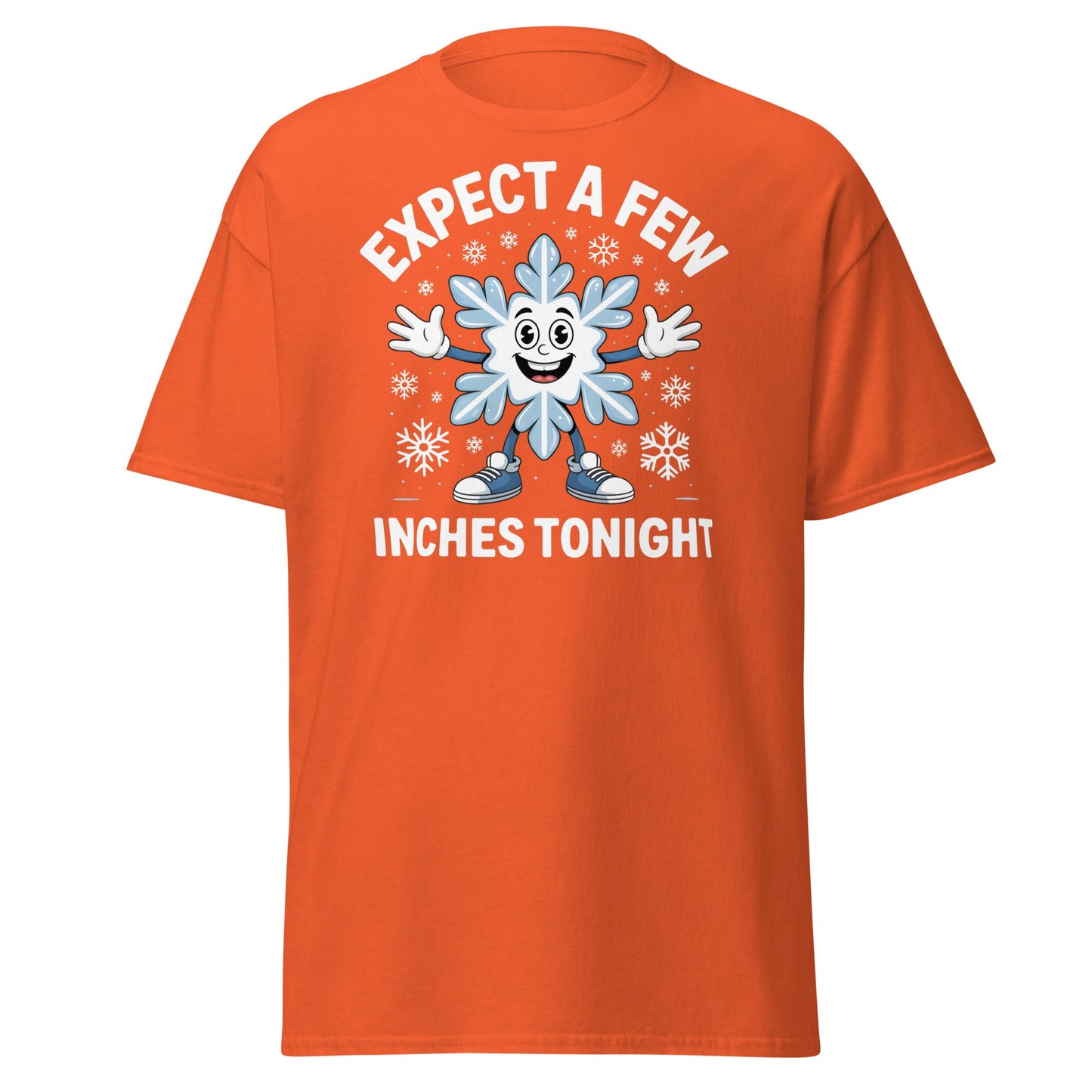 Expect a Few Inches Tonight Funny Snowflake T-Shirt - Orange - T-Shirts Online