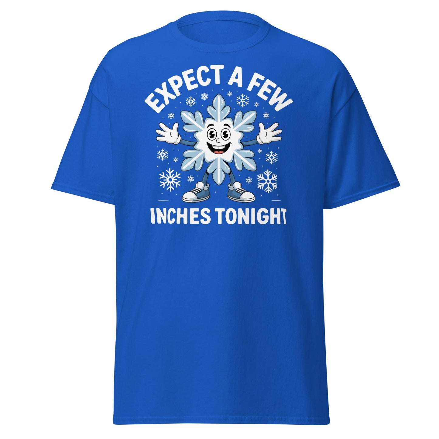 Expect a Few Inches Tonight Funny Snowflake T-Shirt - Royal - T-Shirts Online