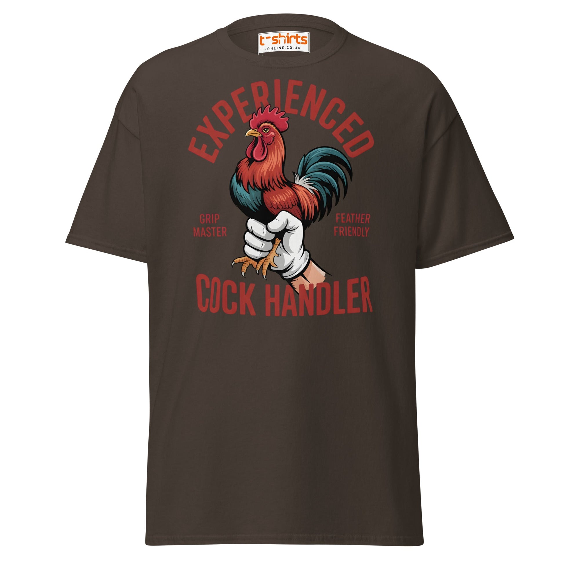 Experienced Cock Handler T-Shirt | Funny Chicken Tee - Dark Chocolate - T-Shirts Online