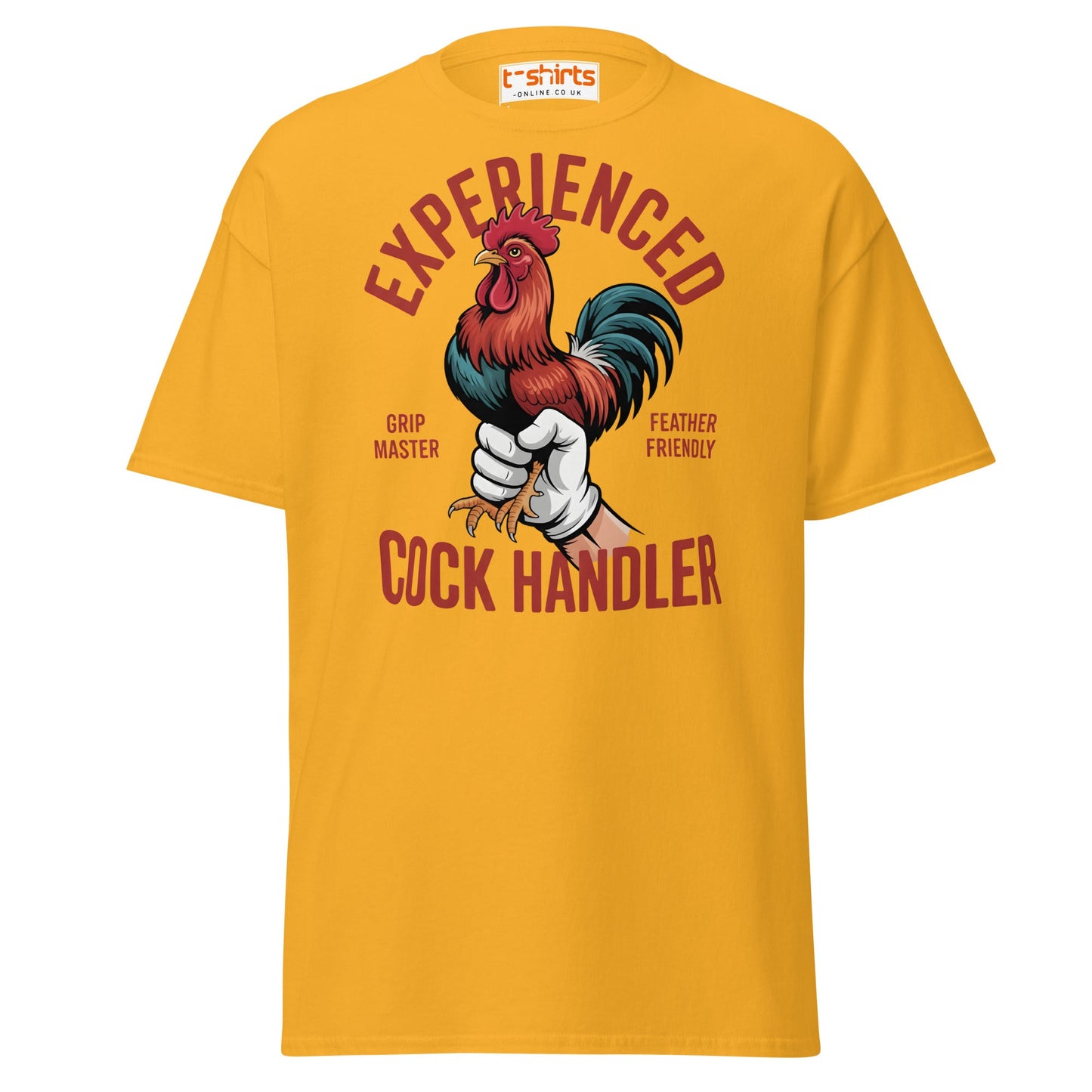 Experienced Cock Handler T-Shirt | Funny Chicken Tee - Gold - T-Shirts Online