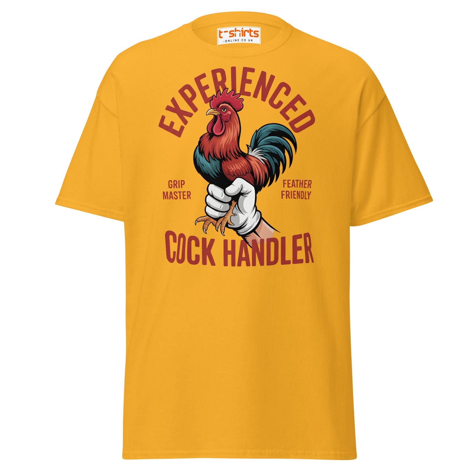 Experienced Cock Handler T-Shirt | Funny Chicken Tee - Gold - T-Shirts Online
