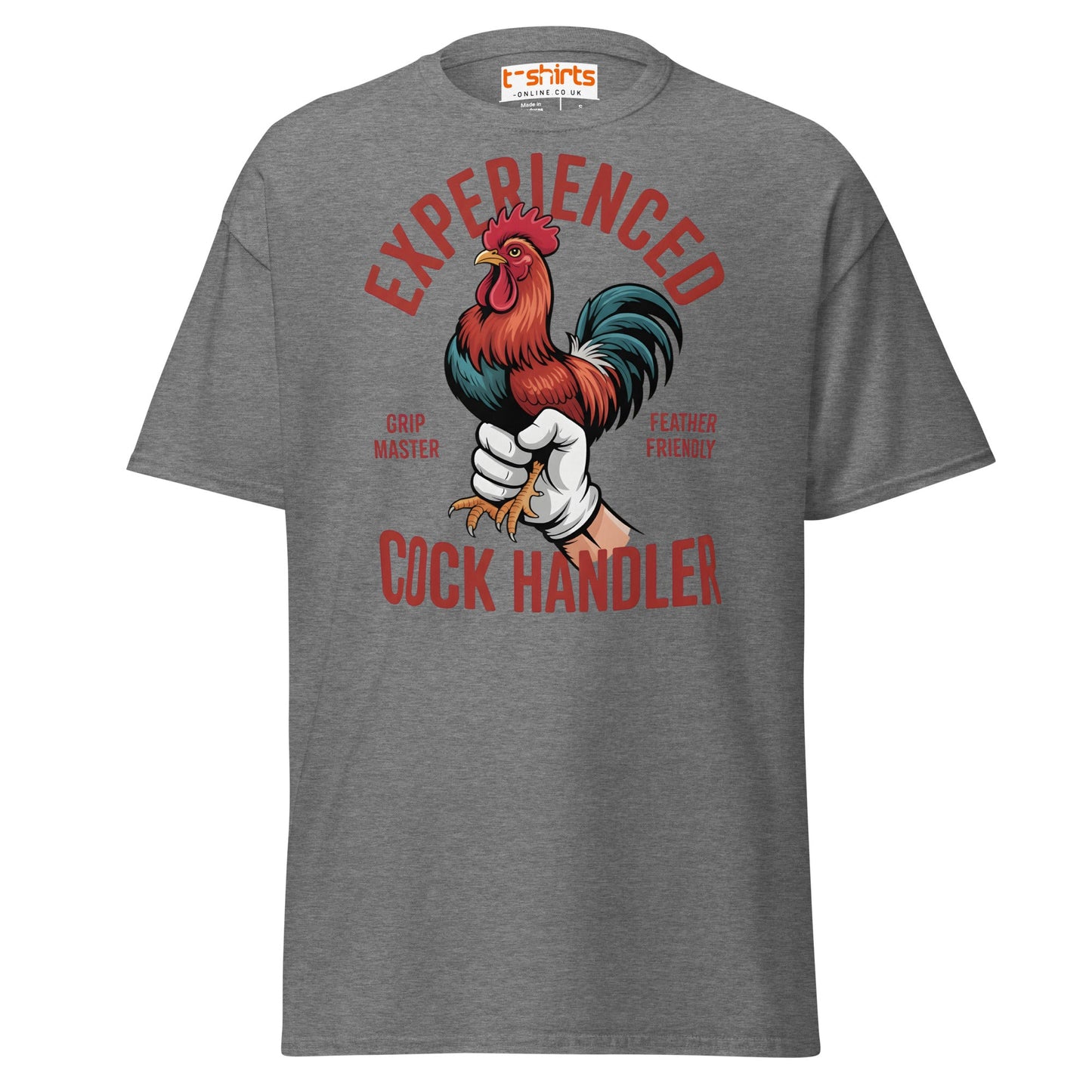 Experienced Cock Handler T-Shirt | Funny Chicken Tee - Graphite Heather - T-Shirts Online