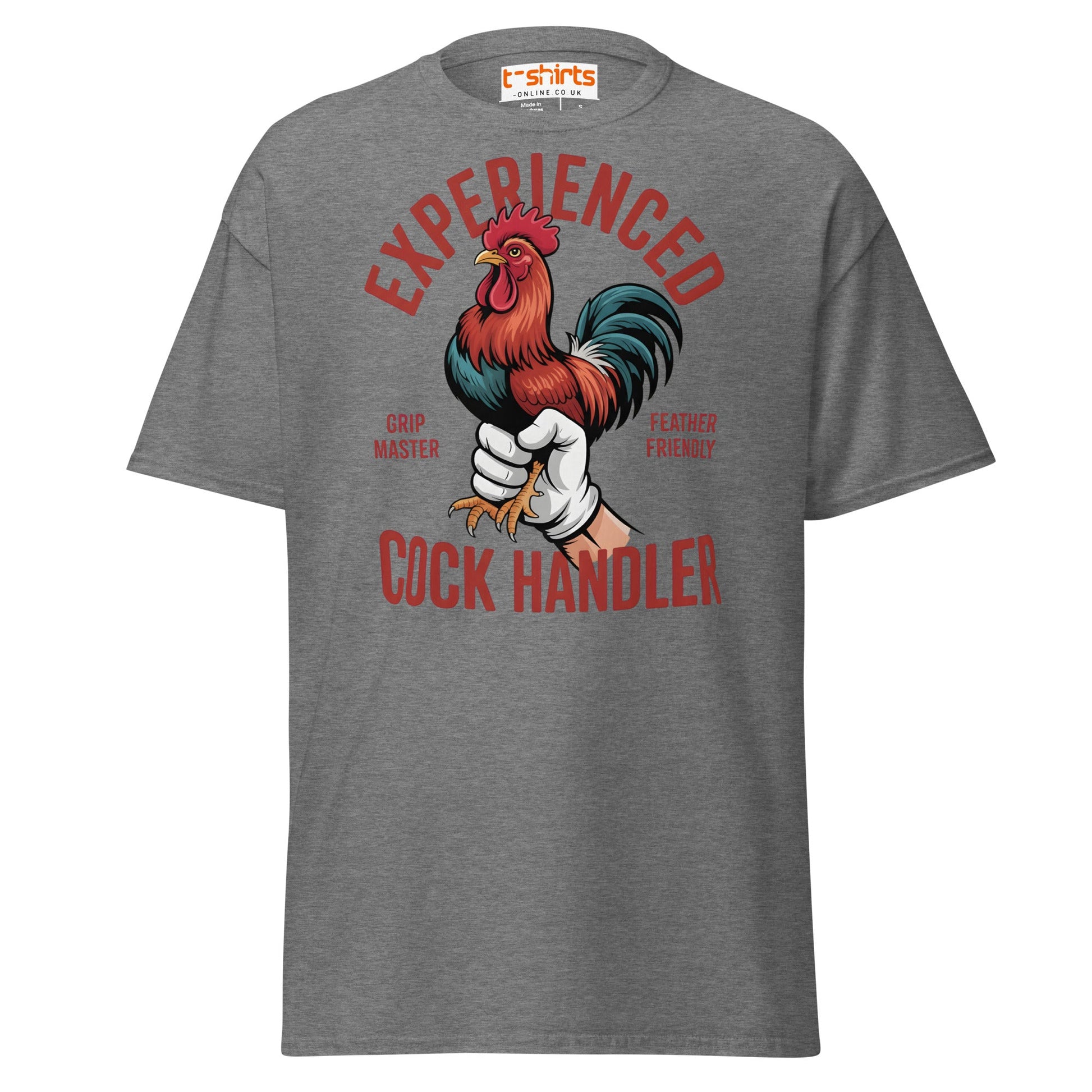 Experienced Cock Handler T-Shirt | Funny Chicken Tee - Graphite Heather - T-Shirts Online