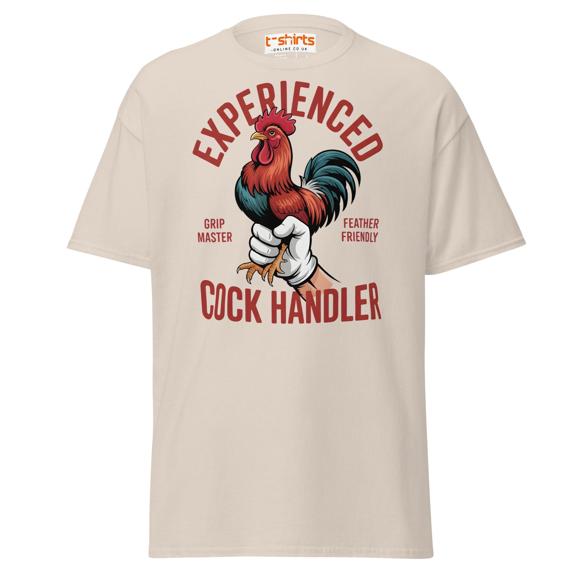 Experienced Cock Handler T-Shirt | Funny Chicken Tee - Natural - T-Shirts Online