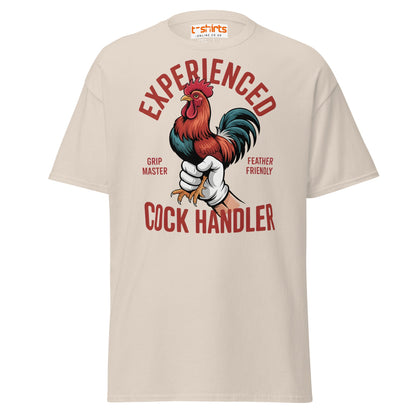 Experienced Cock Handler T-Shirt | Funny Chicken Tee - Natural - T-Shirts Online