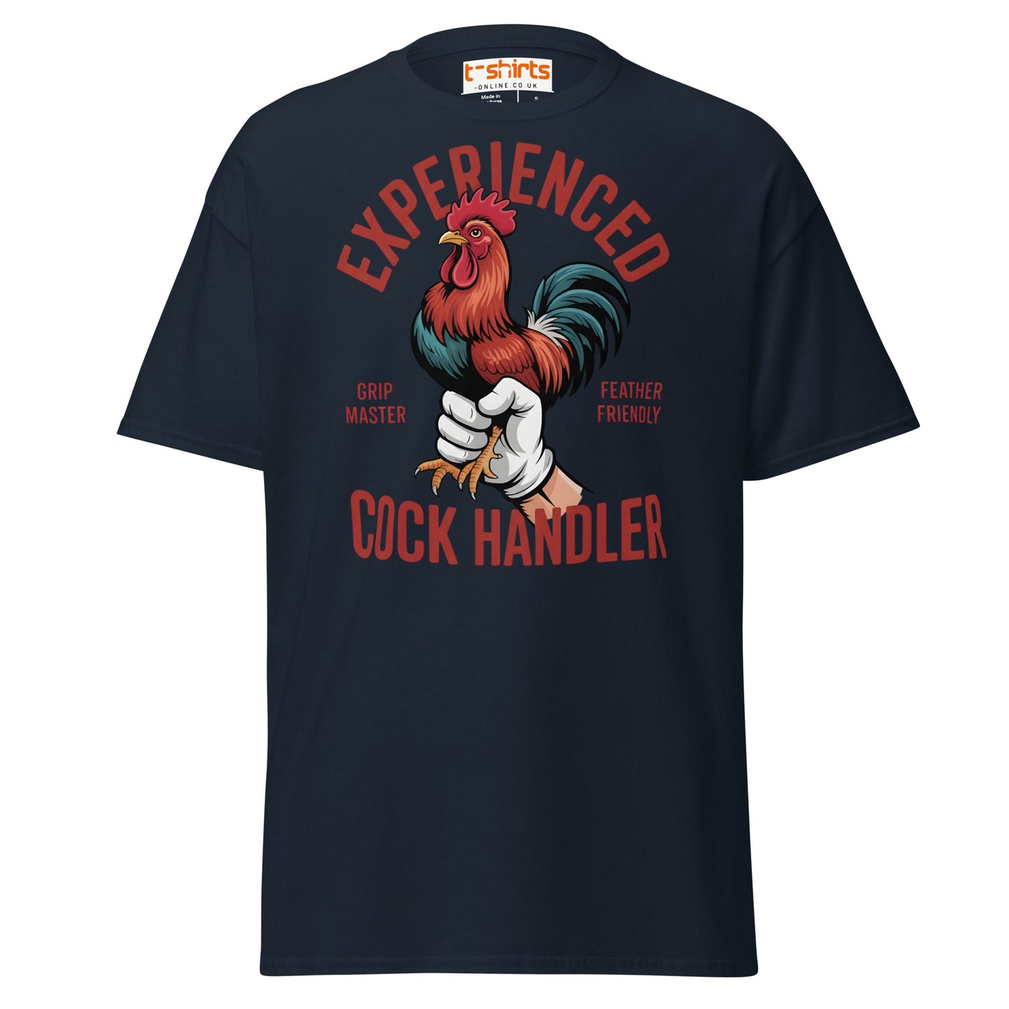 Experienced Cock Handler T-Shirt | Funny Chicken Tee - Navy - T-Shirts Online