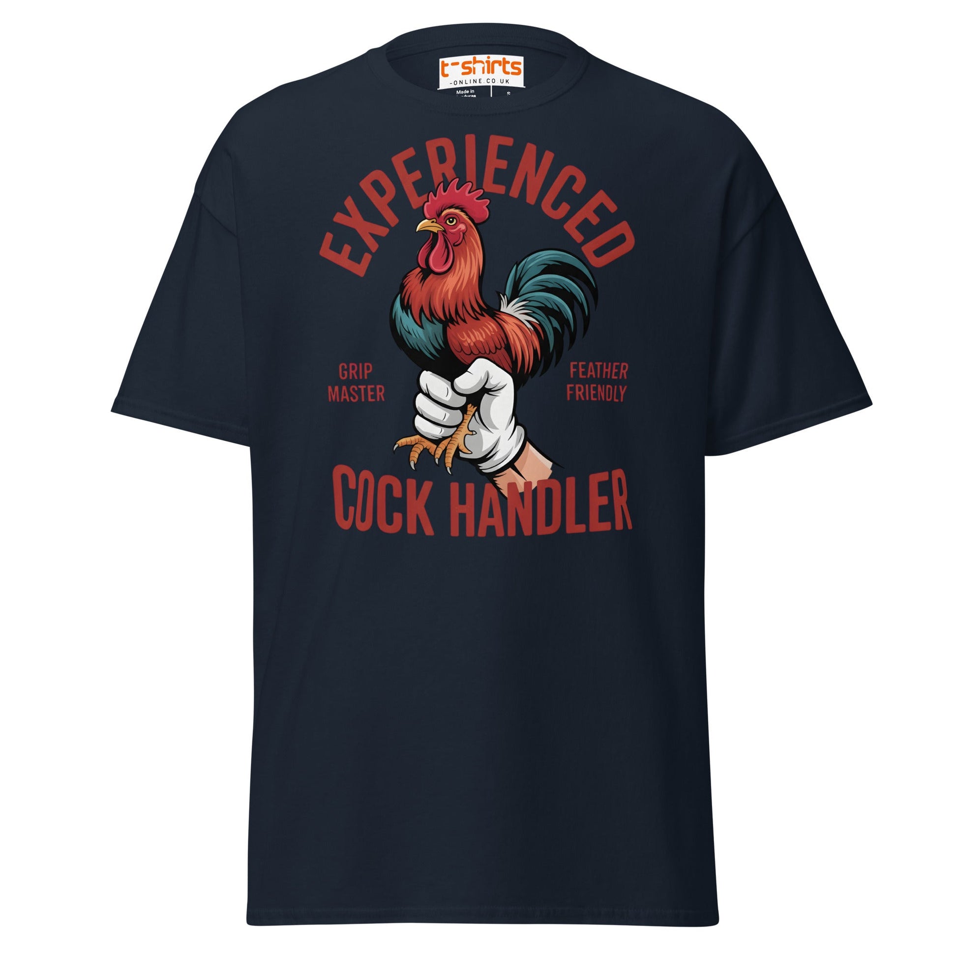 Experienced Cock Handler T-Shirt | Funny Chicken Tee - Navy - T-Shirts Online