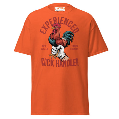 Experienced Cock Handler T-Shirt | Funny Chicken Tee - Orange - T-Shirts Online