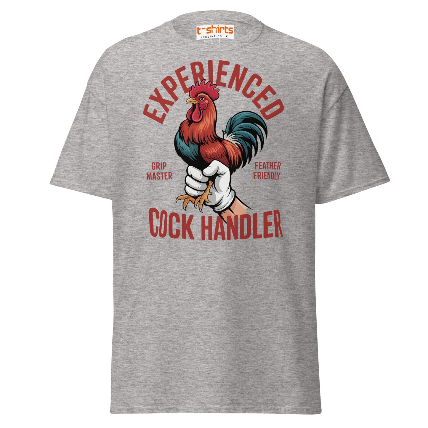 Experienced Cock Handler T-Shirt | Funny Chicken Tee - Sport Grey - T-Shirts Online