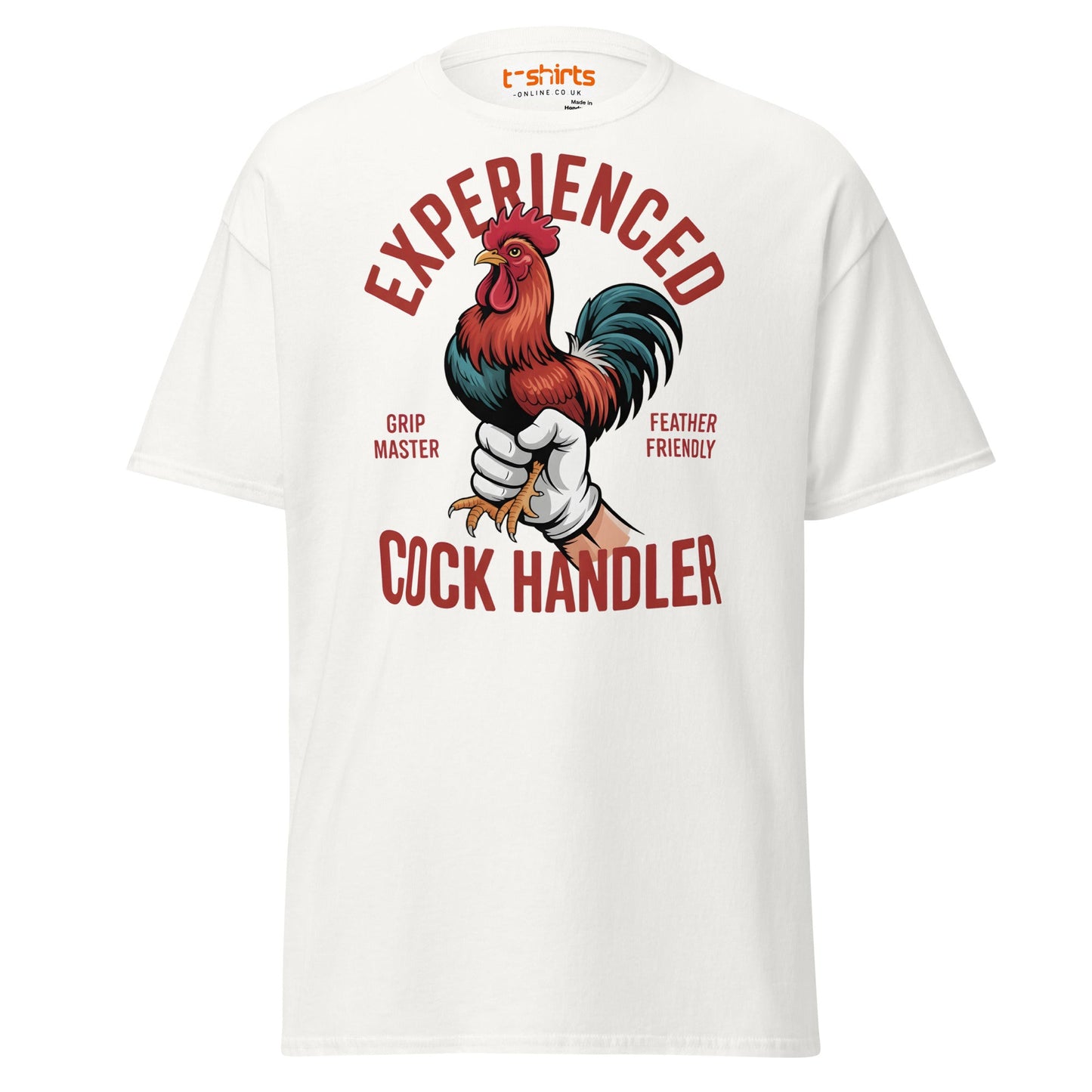 Experienced Cock Handler T-Shirt | Funny Chicken Tee - White - T-Shirts Online