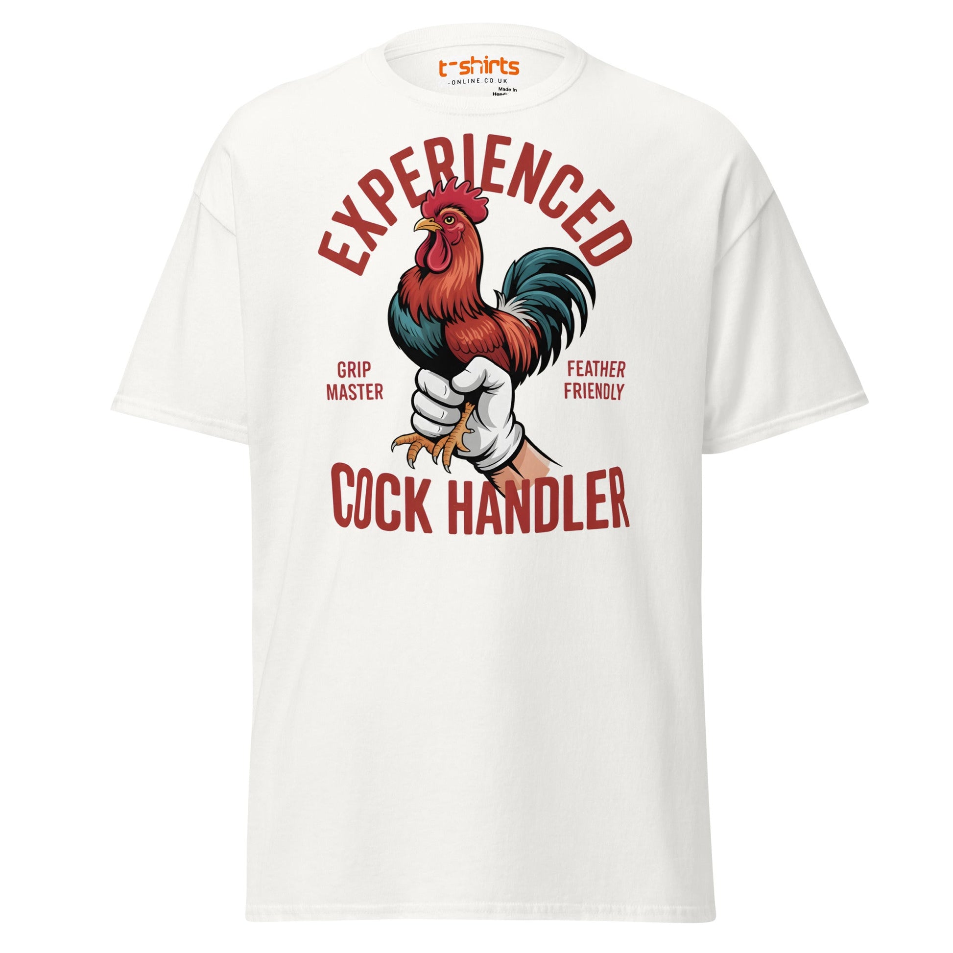 Experienced Cock Handler T-Shirt | Funny Chicken Tee - White - T-Shirts Online
