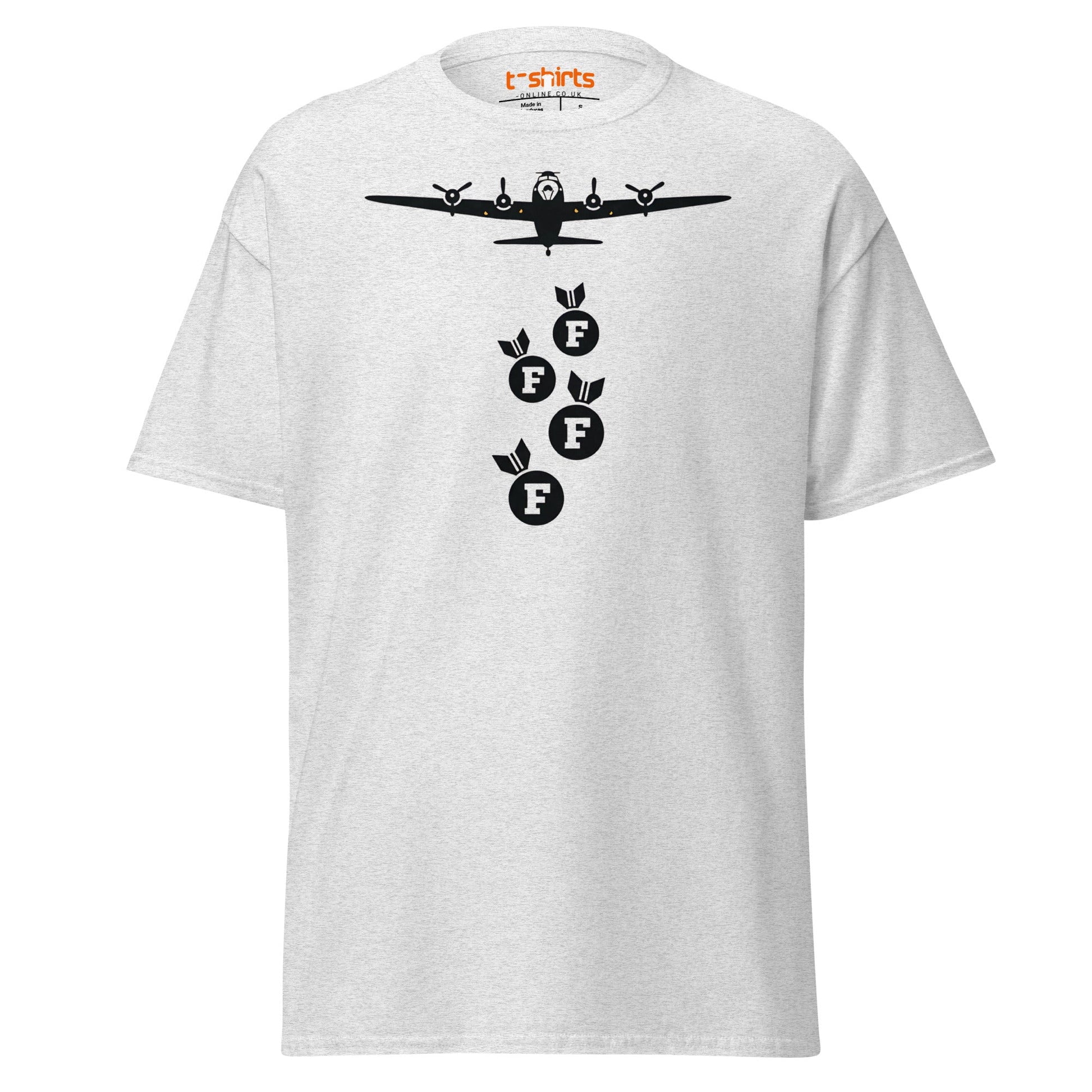 F - Bomb Plane T-Shirt | Funny Military Style Tee - Ash - T-Shirts Online