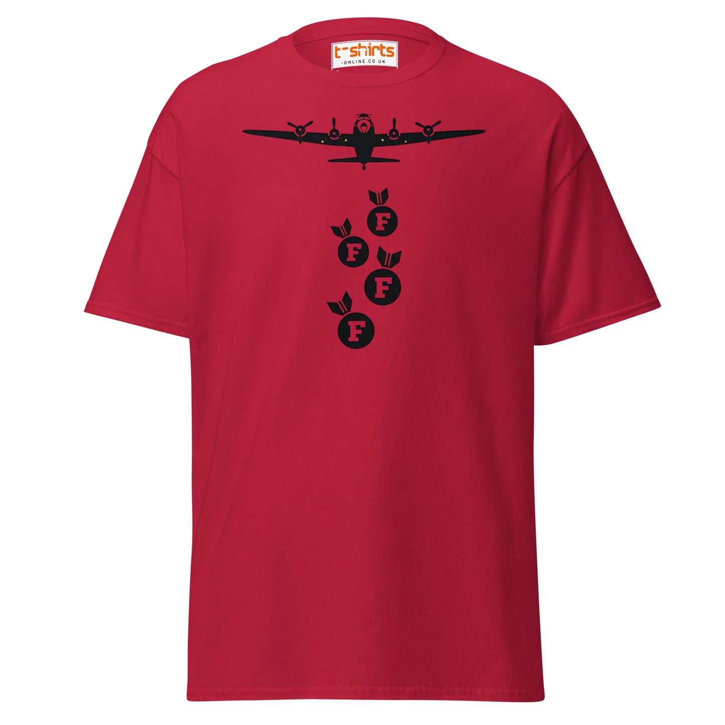 F - Bomb Plane T-Shirt | Funny Military Style Tee - Cardinal - T-Shirts Online