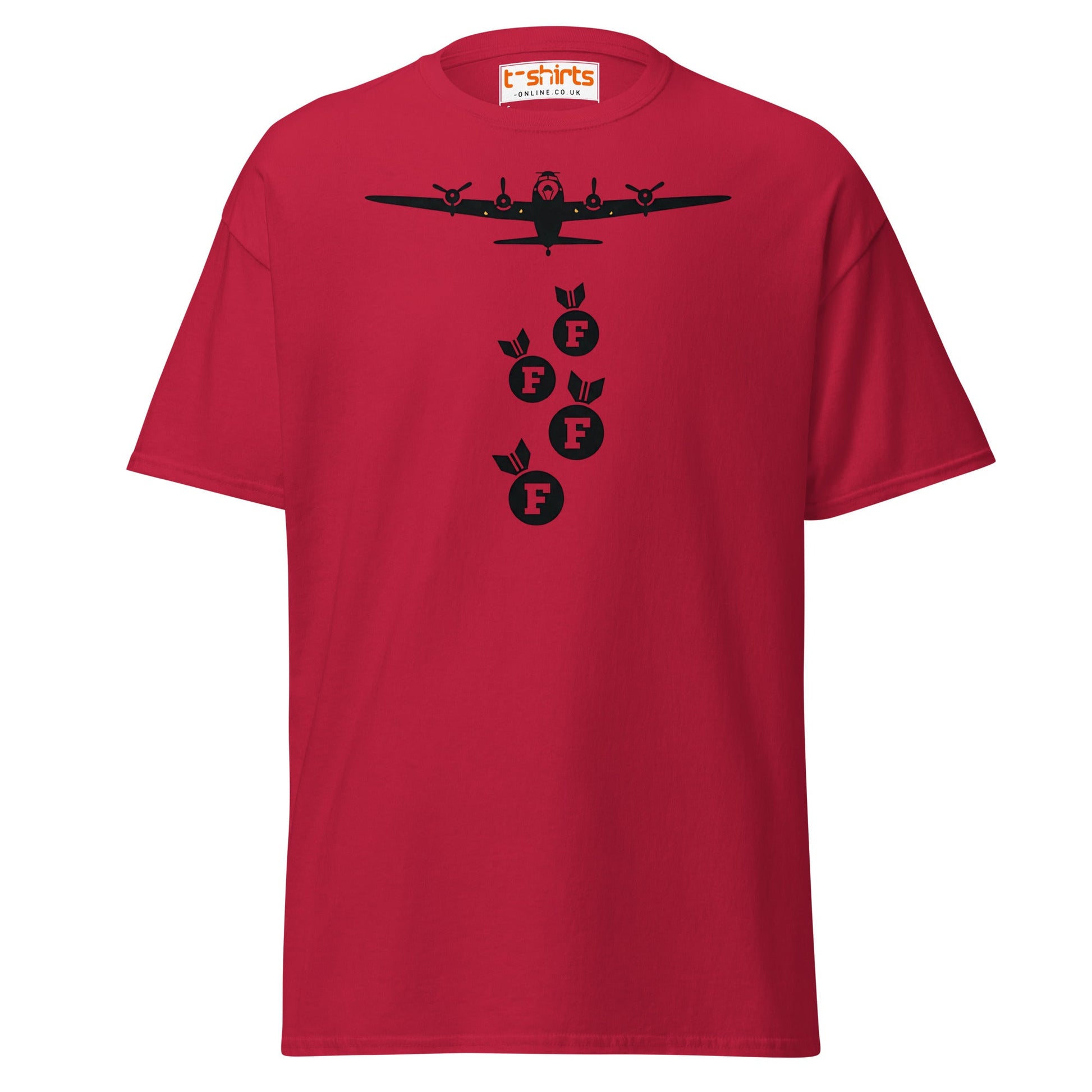F - Bomb Plane T-Shirt | Funny Military Style Tee - Cardinal - T-Shirts Online