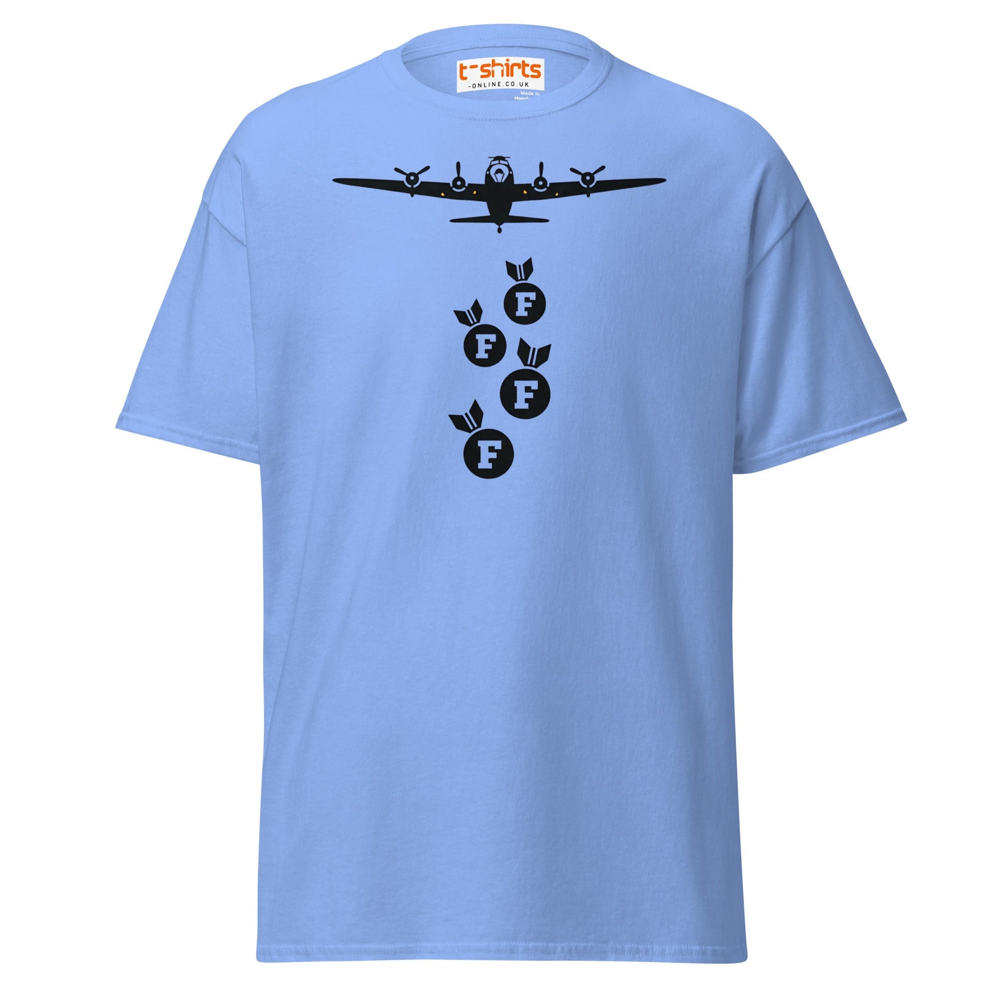 F - Bomb Plane T-Shirt | Funny Military Style Tee - Carolina Blue - T-Shirts Online