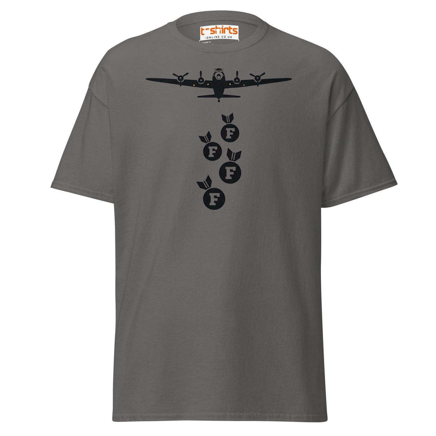 F - Bomb Plane T-Shirt | Funny Military Style Tee - Charcoal - T-Shirts Online