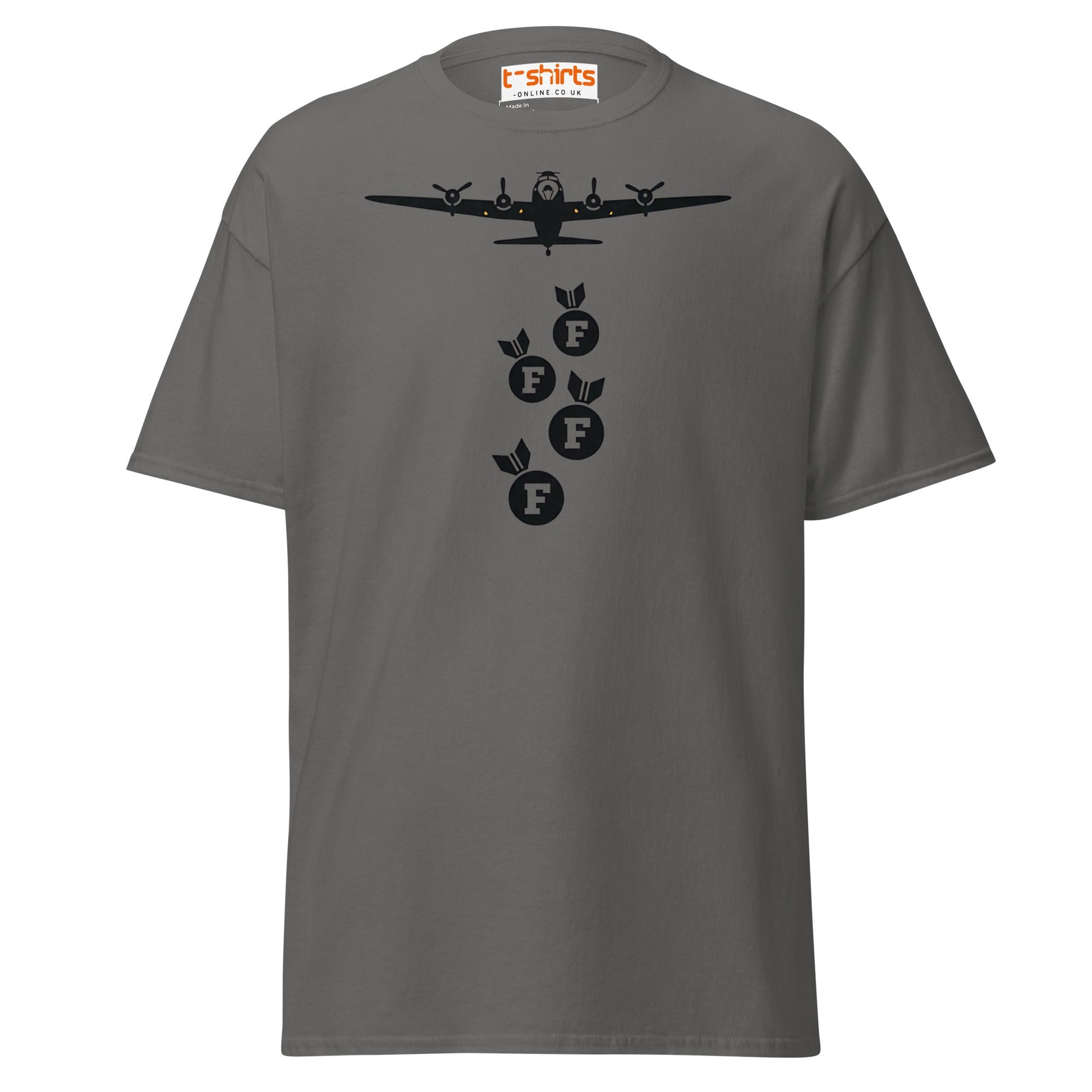 F - Bomb Plane T-Shirt | Funny Military Style Tee - Charcoal - T-Shirts Online