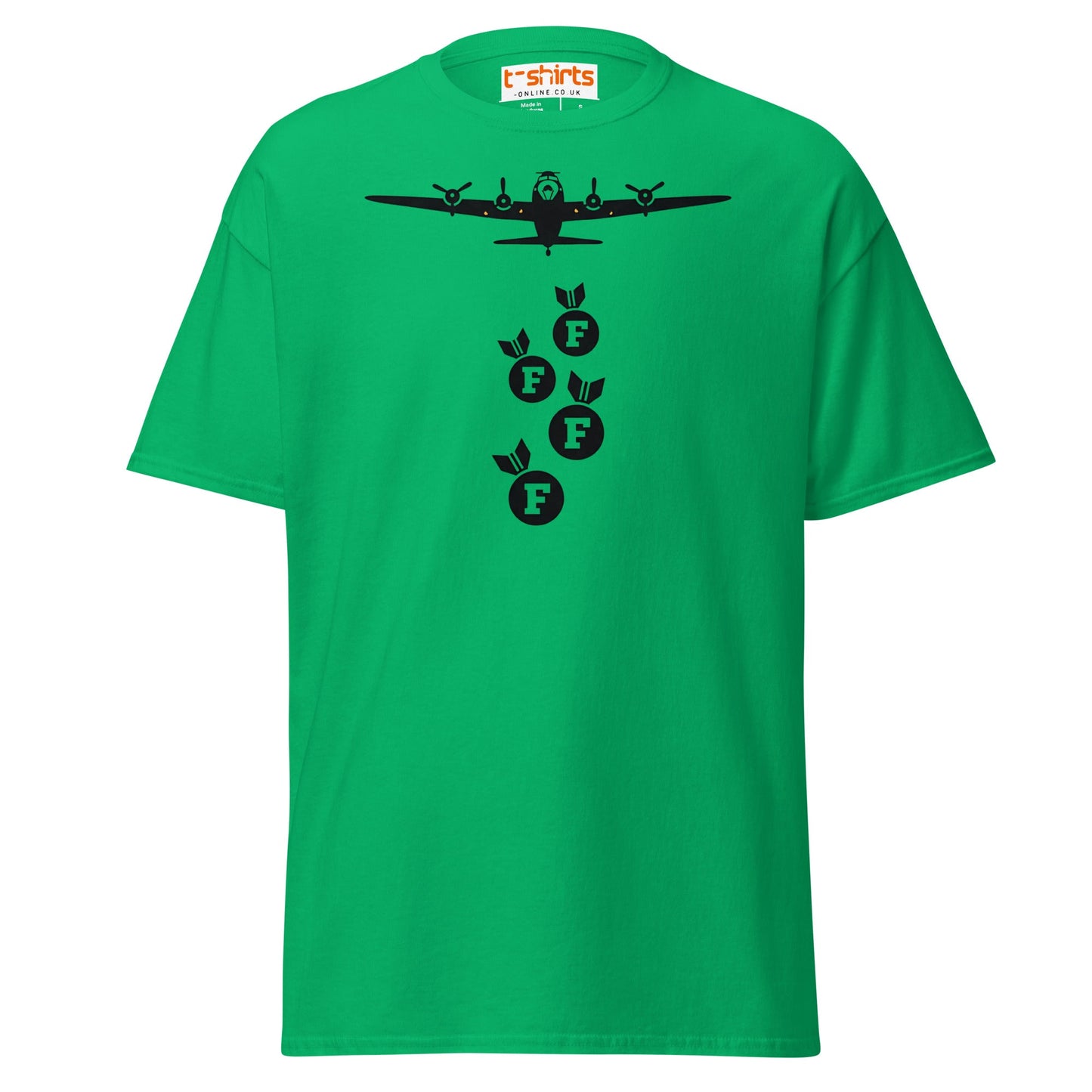 F - Bomb Plane T-Shirt | Funny Military Style Tee - Irish Green - T-Shirts Online