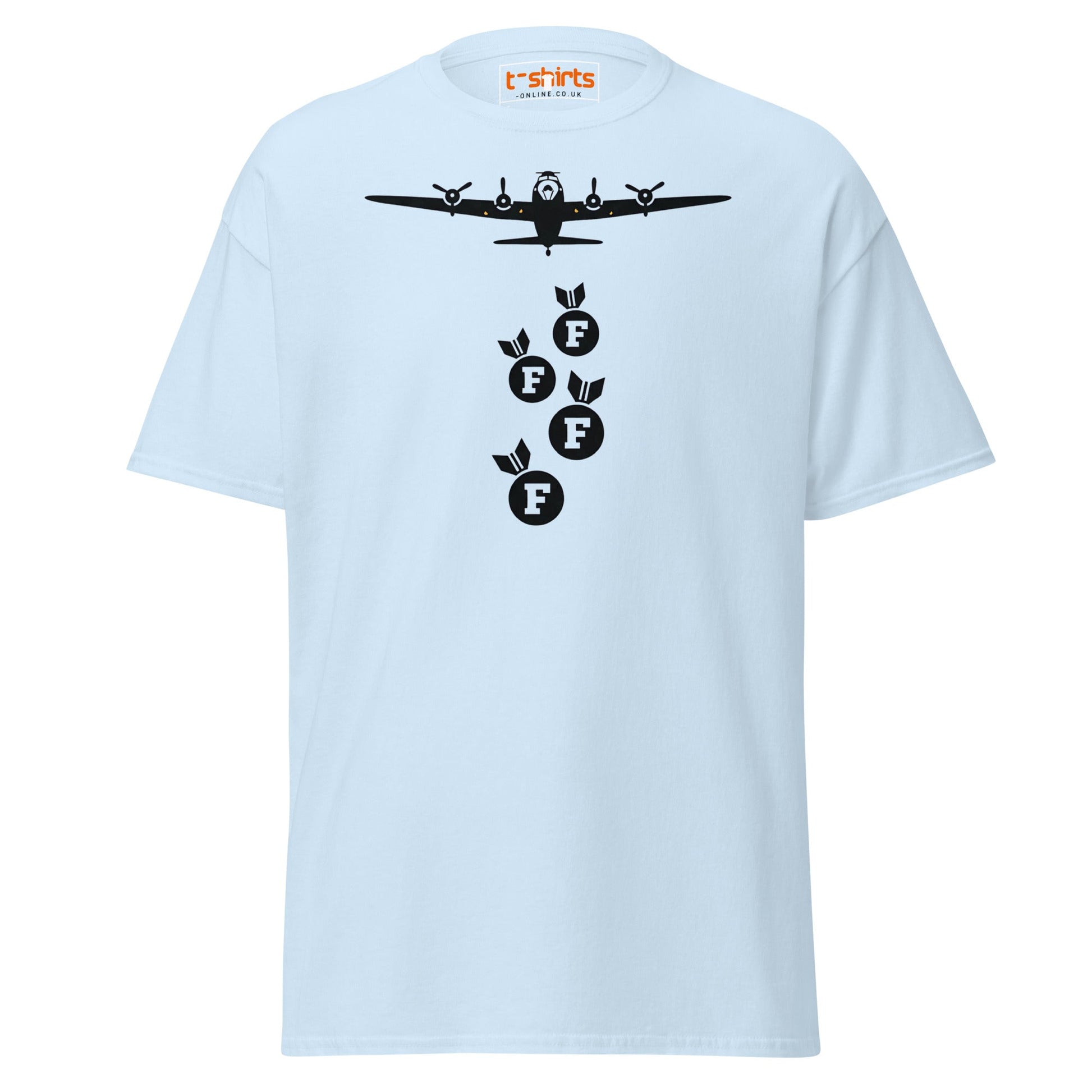 F - Bomb Plane T-Shirt | Funny Military Style Tee - Light Blue - T-Shirts Online
