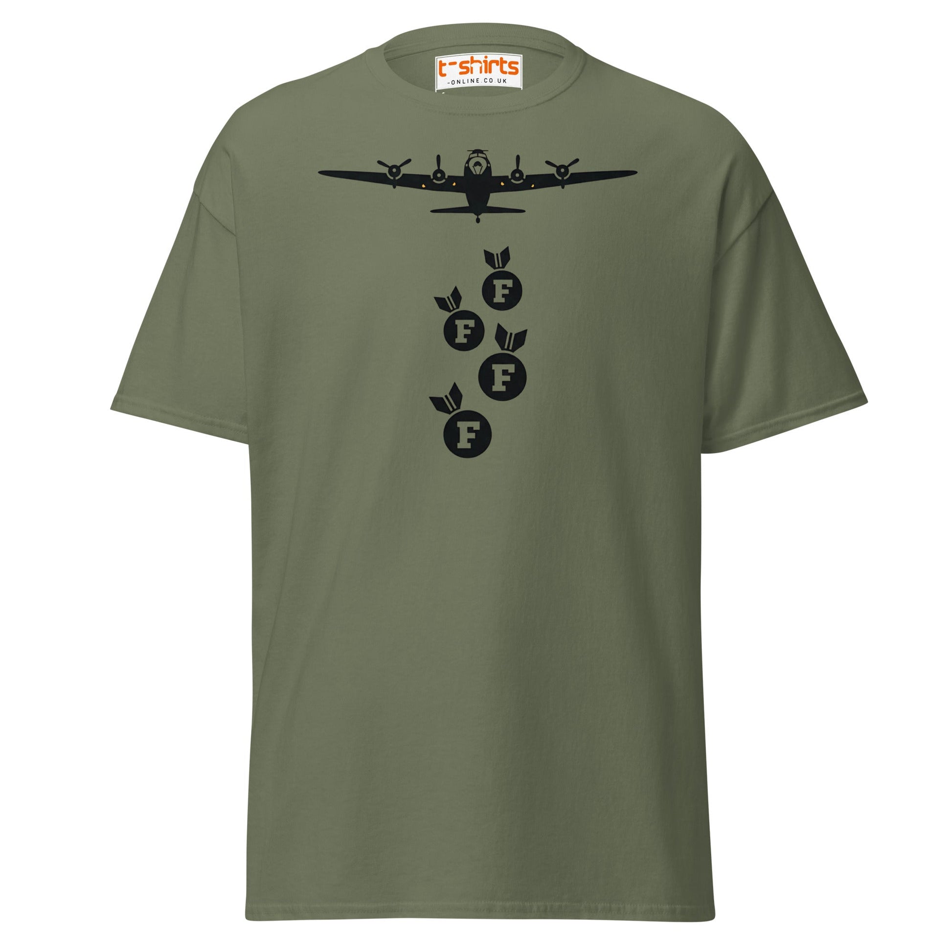 F - Bomb Plane T-Shirt | Funny Military Style Tee - Military Green - T-Shirts Online