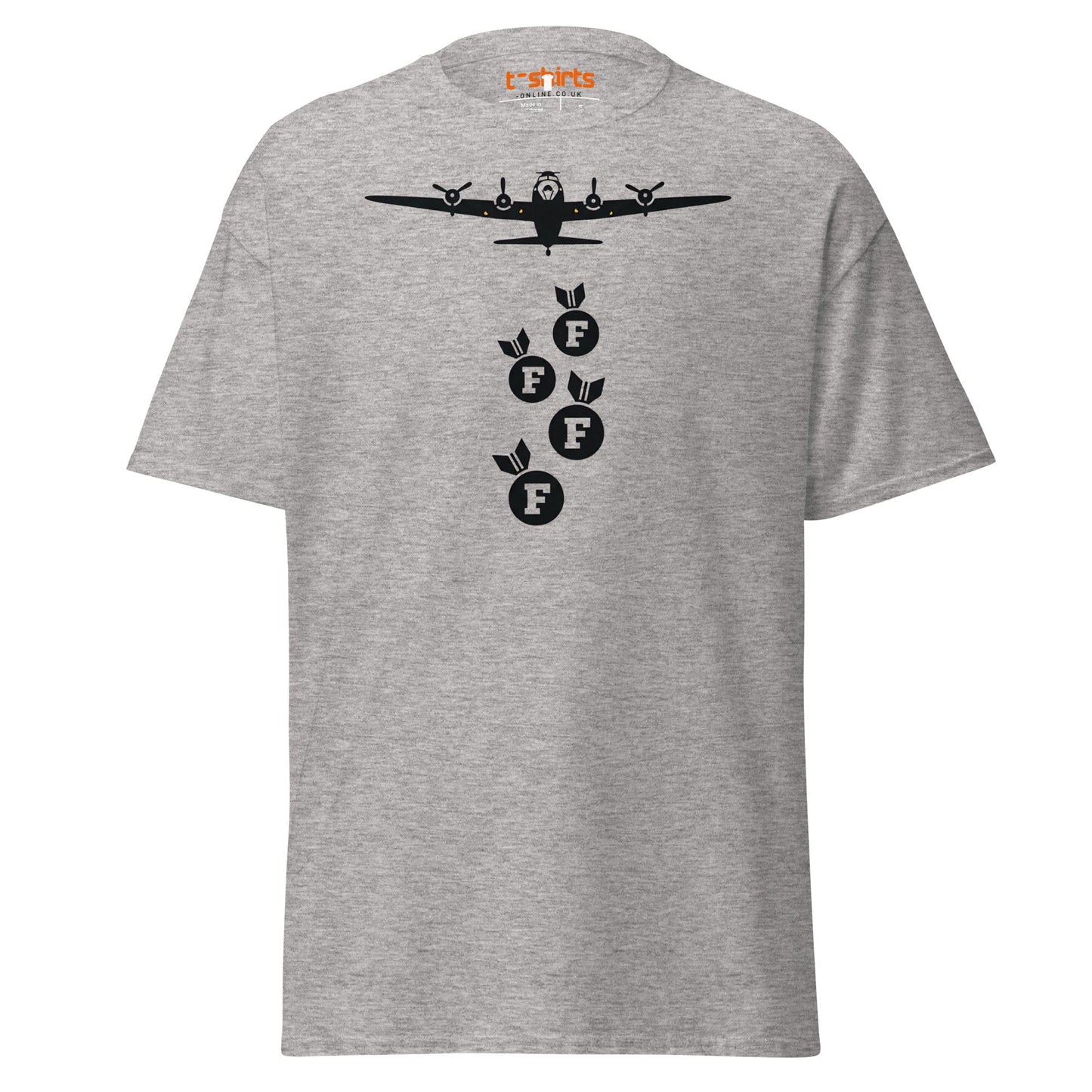 F - Bomb Plane T-Shirt | Funny Military Style Tee - Sport Grey - T-Shirts Online