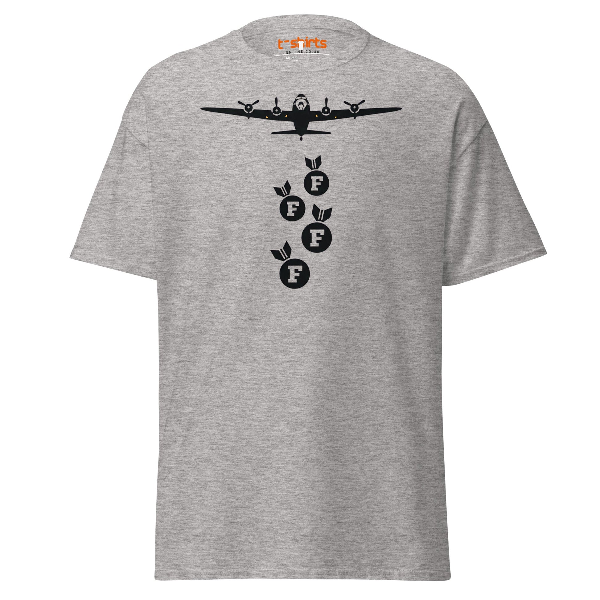 F - Bomb Plane T-Shirt | Funny Military Style Tee - Sport Grey - T-Shirts Online