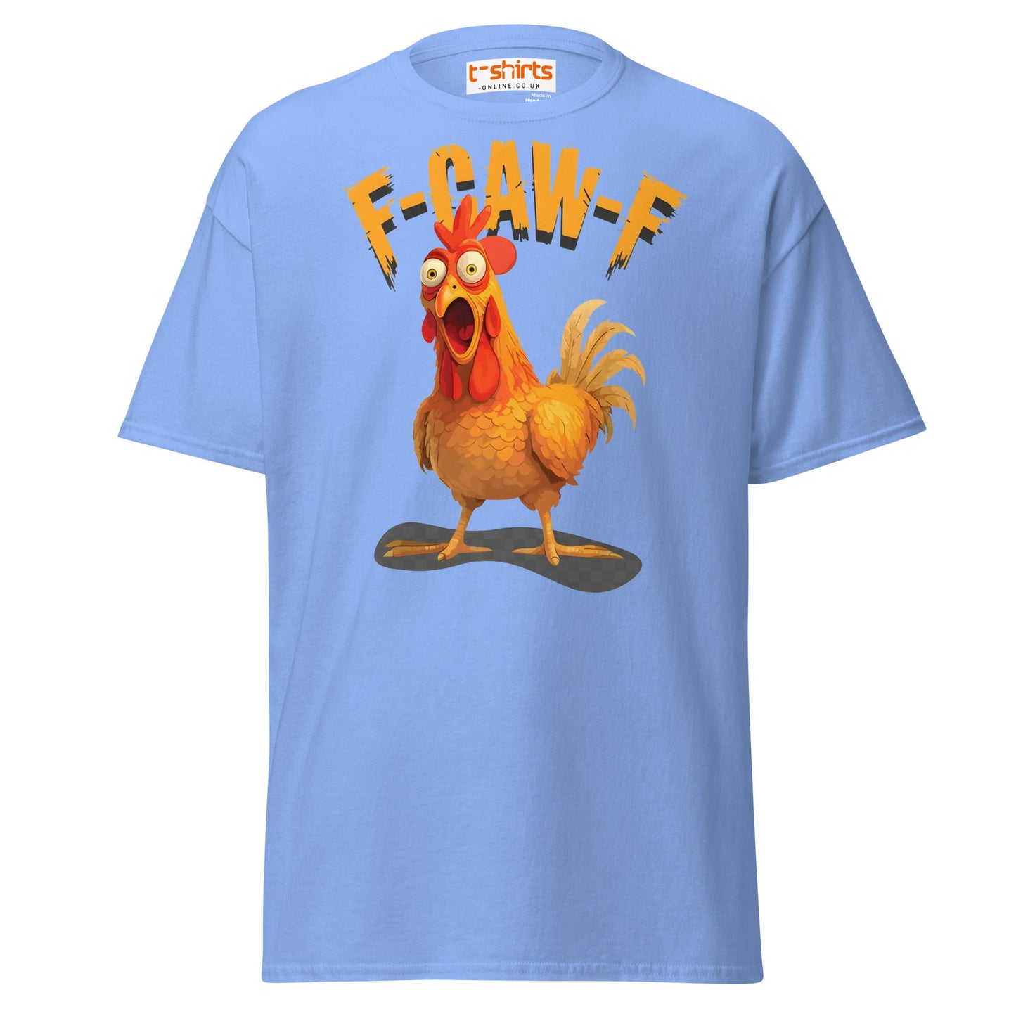 F - Caw - F Chicken T-Shirt – Funny Adult Humor Tee - Carolina Blue - T-Shirts Online