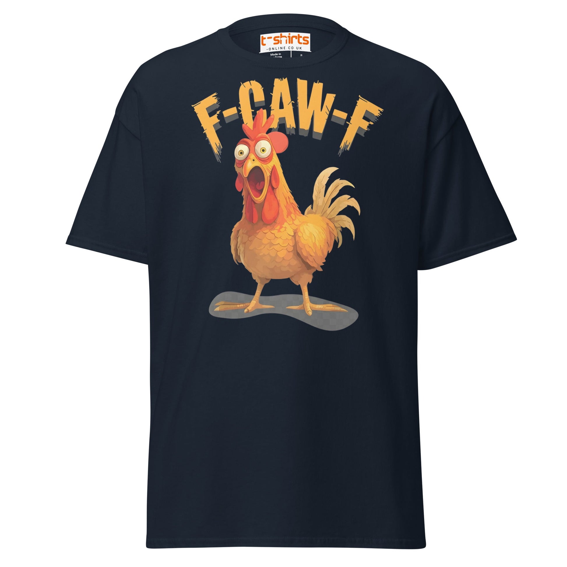 F - Caw - F Chicken T-Shirt – Funny Adult Humor Tee - Navy - T-Shirts Online