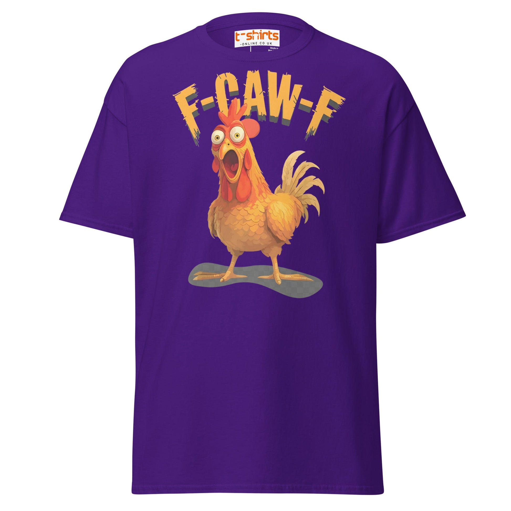 F - Caw - F Chicken T-Shirt – Funny Adult Humor Tee - Purple - T-Shirts Online