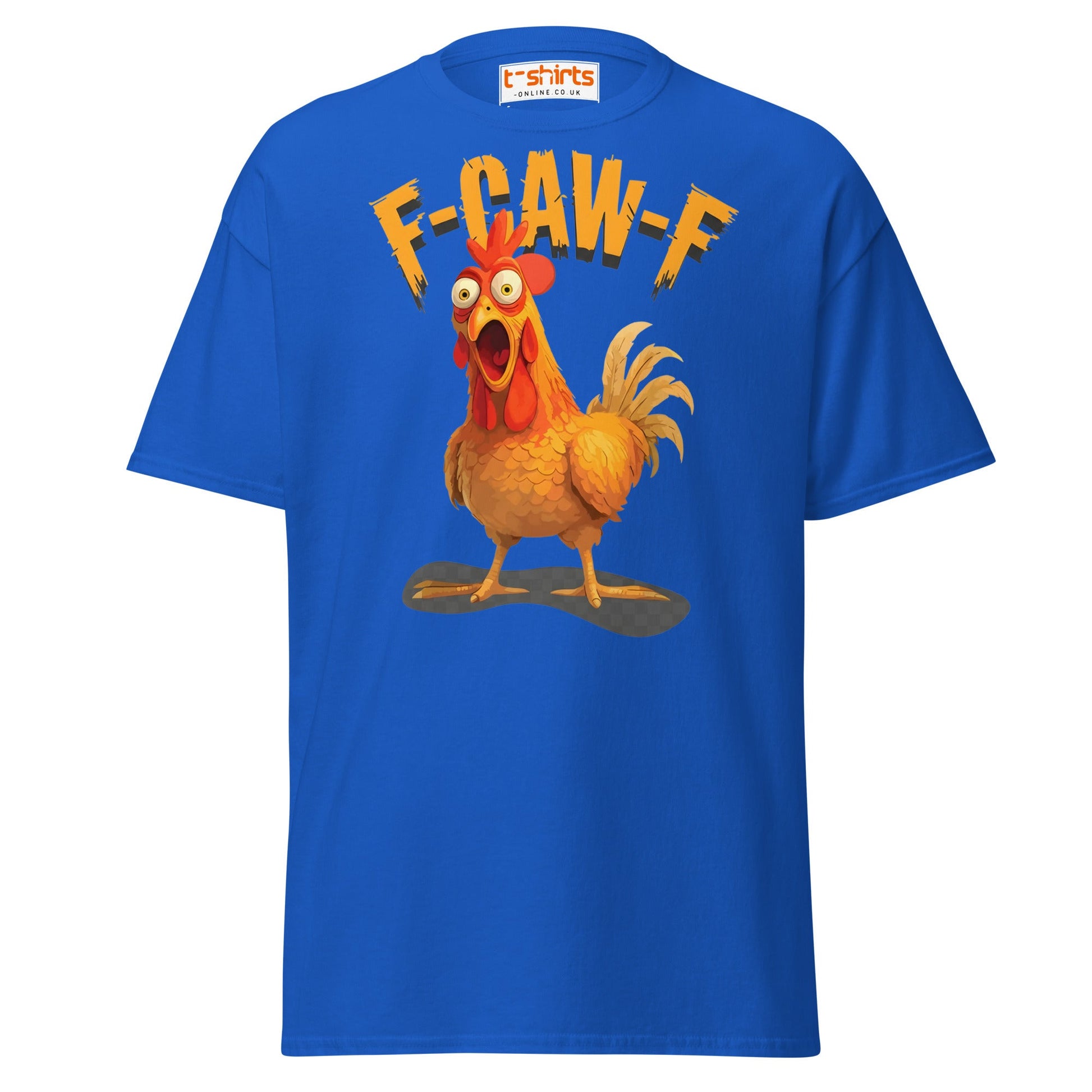 F - Caw - F Chicken T-Shirt – Funny Adult Humor Tee - Royal - T-Shirts Online
