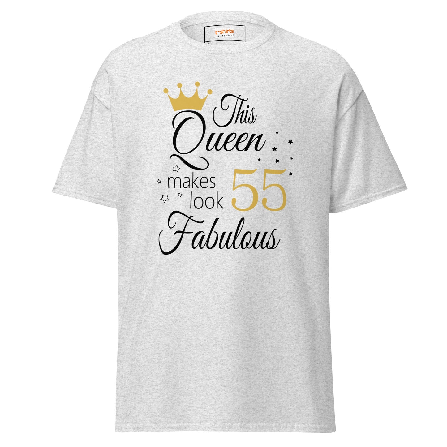 Fabulous Queen Tee | 55th Birthday T-Shirt - Ash - T-Shirts Online