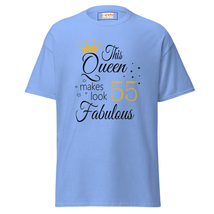 Fabulous Queen Tee | 55th Birthday T-Shirt - Carolina Blue - T-Shirts Online