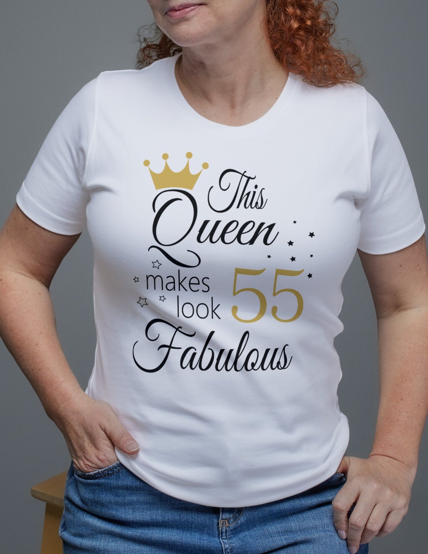 Fabulous Queen Tee | 55th Birthday T-Shirt - Red - T-Shirts Online