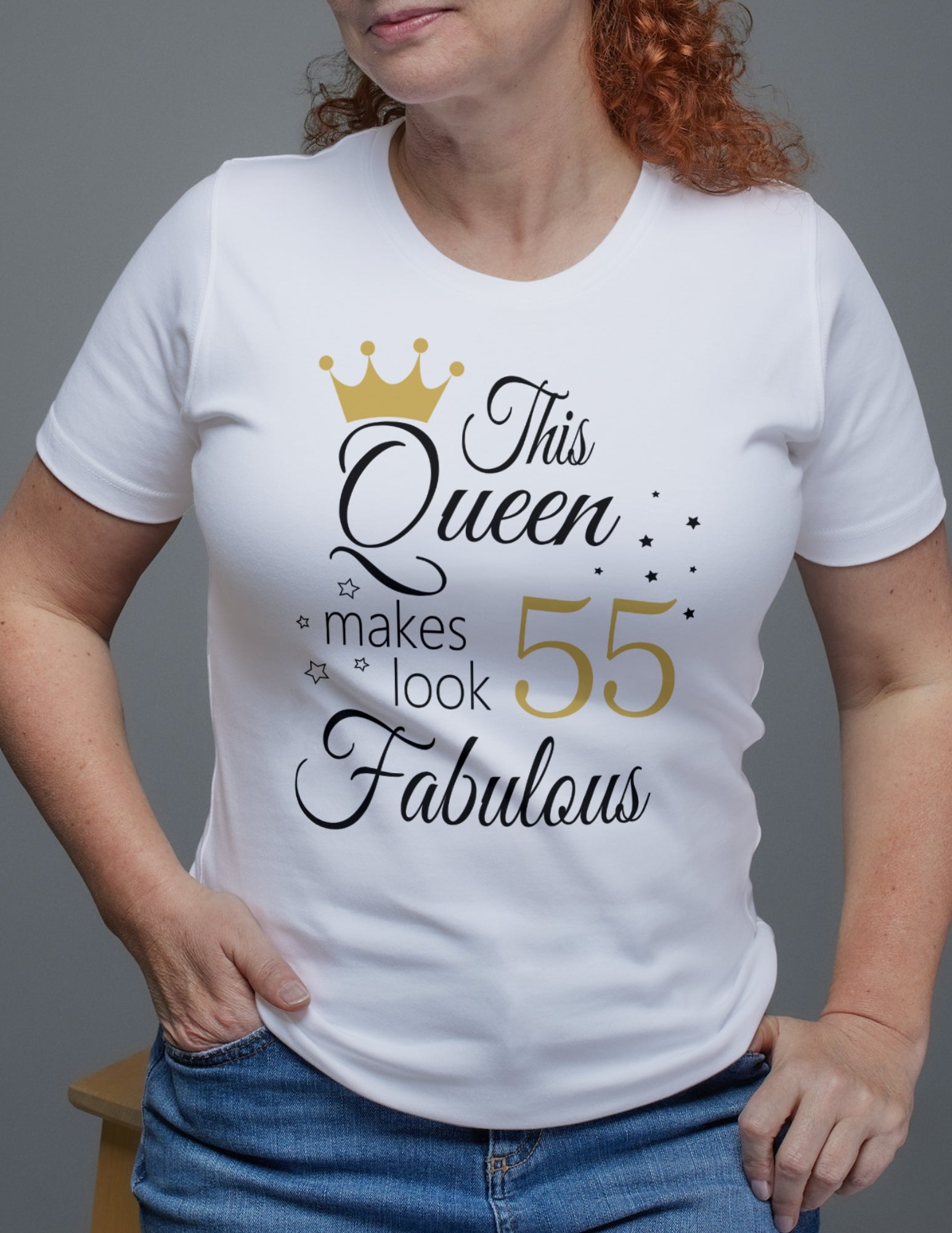 Fabulous Queen Tee | 55th Birthday T-Shirt - Red - T-Shirts Online