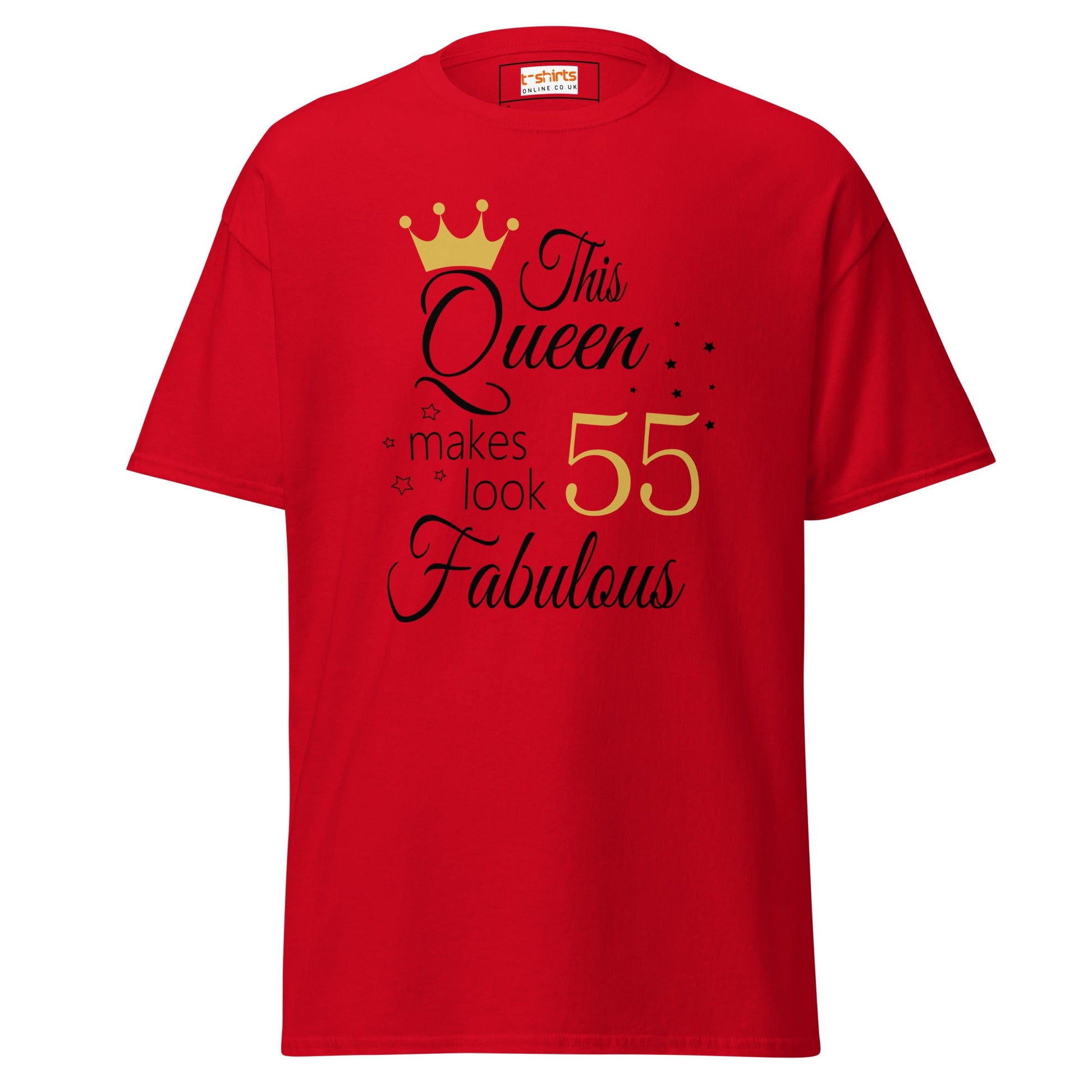 Fabulous Queen Tee | 55th Birthday T-Shirt - Red - T-Shirts Online