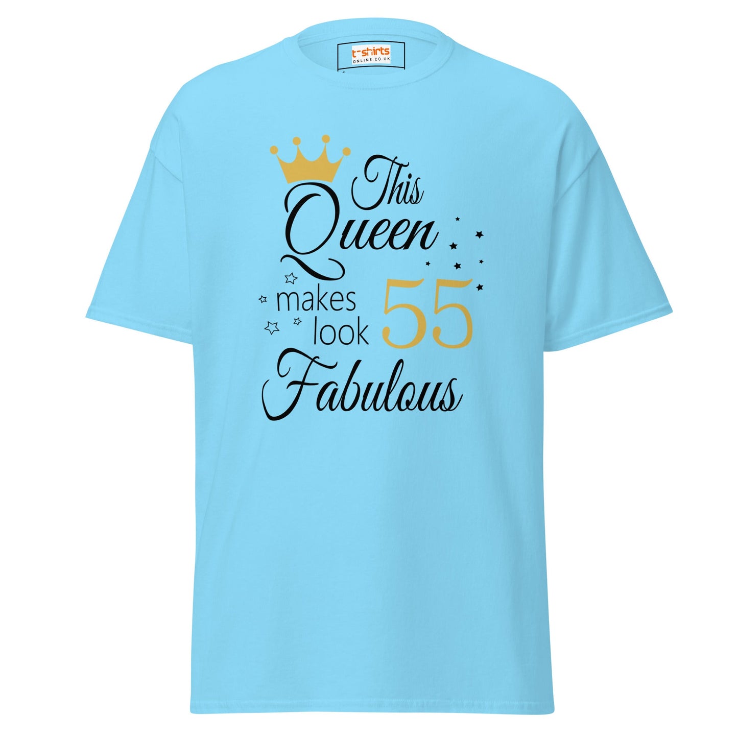 Fabulous Queen Tee | 55th Birthday T-Shirt - Sky - T-Shirts Online