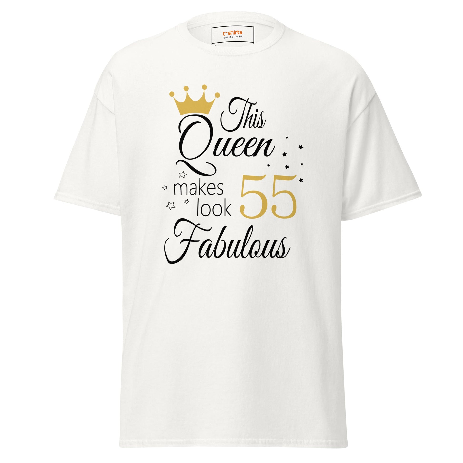 Fabulous Queen Tee | 55th Birthday T-Shirt - White - T-Shirts Online