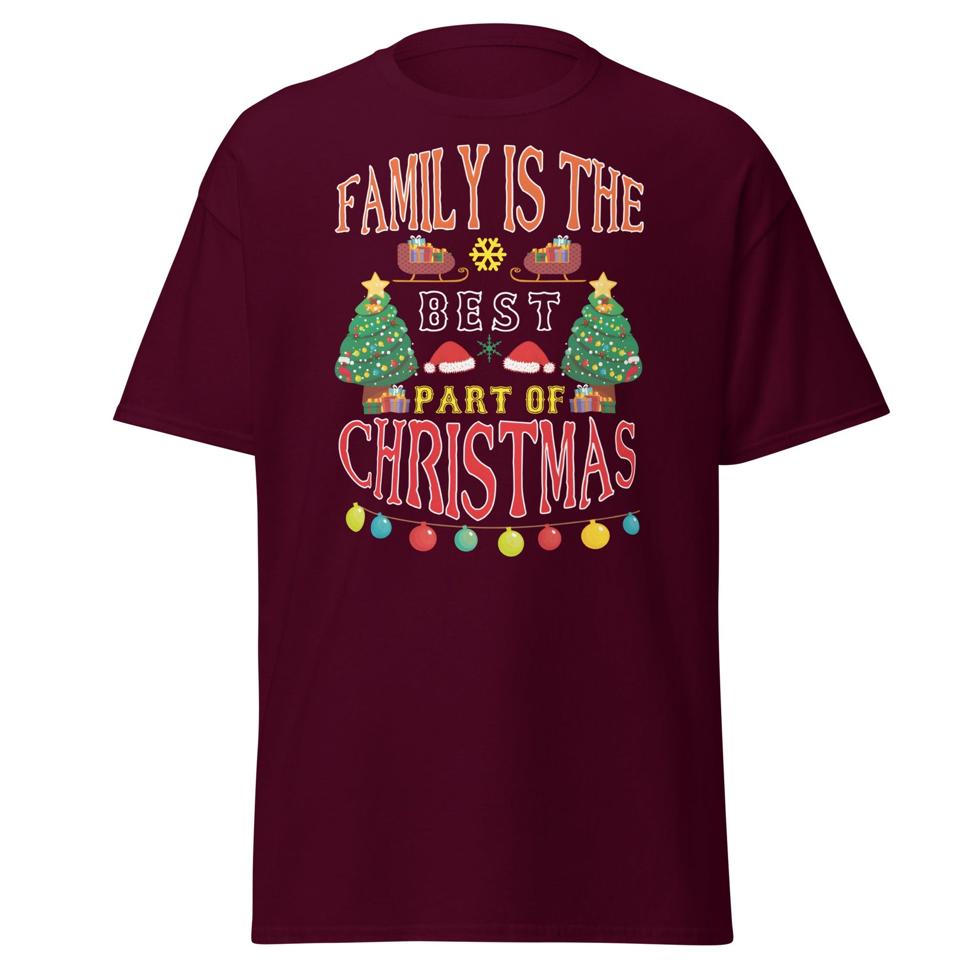Family Is The Best Part Of Christmas T-Shirt - Maroon - T-Shirts Online