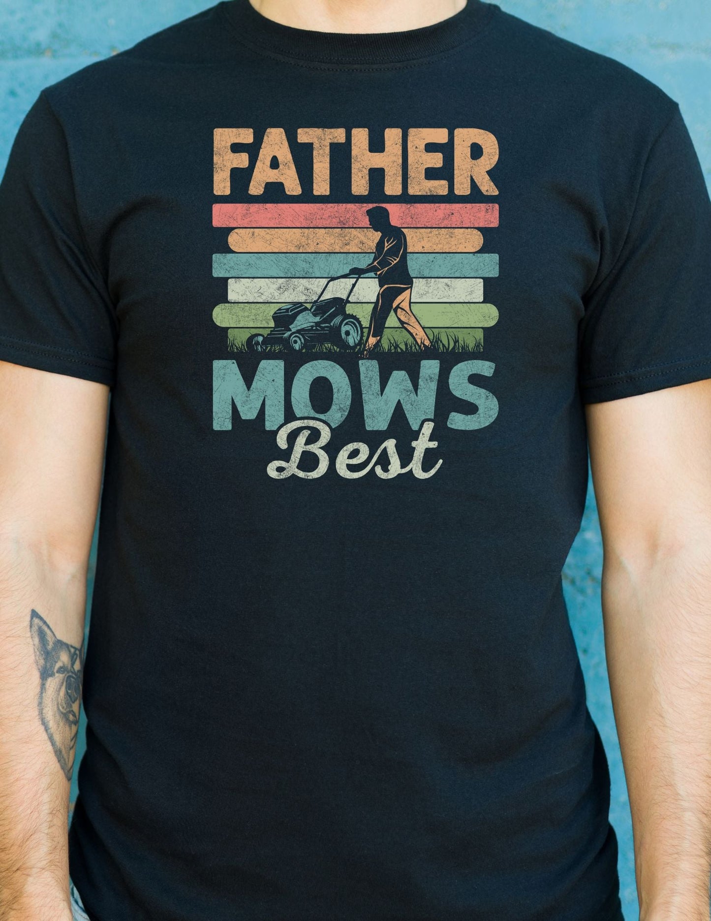 Father Mows Best T-Shirt - Black - T-Shirts Online