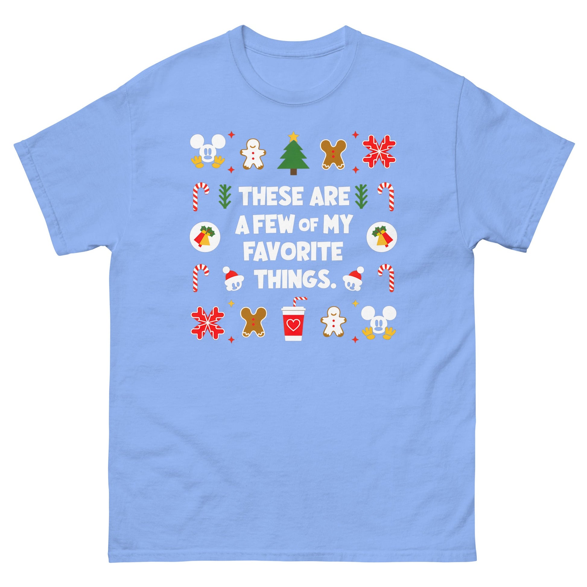 Favourite Things | Christmas T-Shirt - Carolina Blue - T-Shirts Online