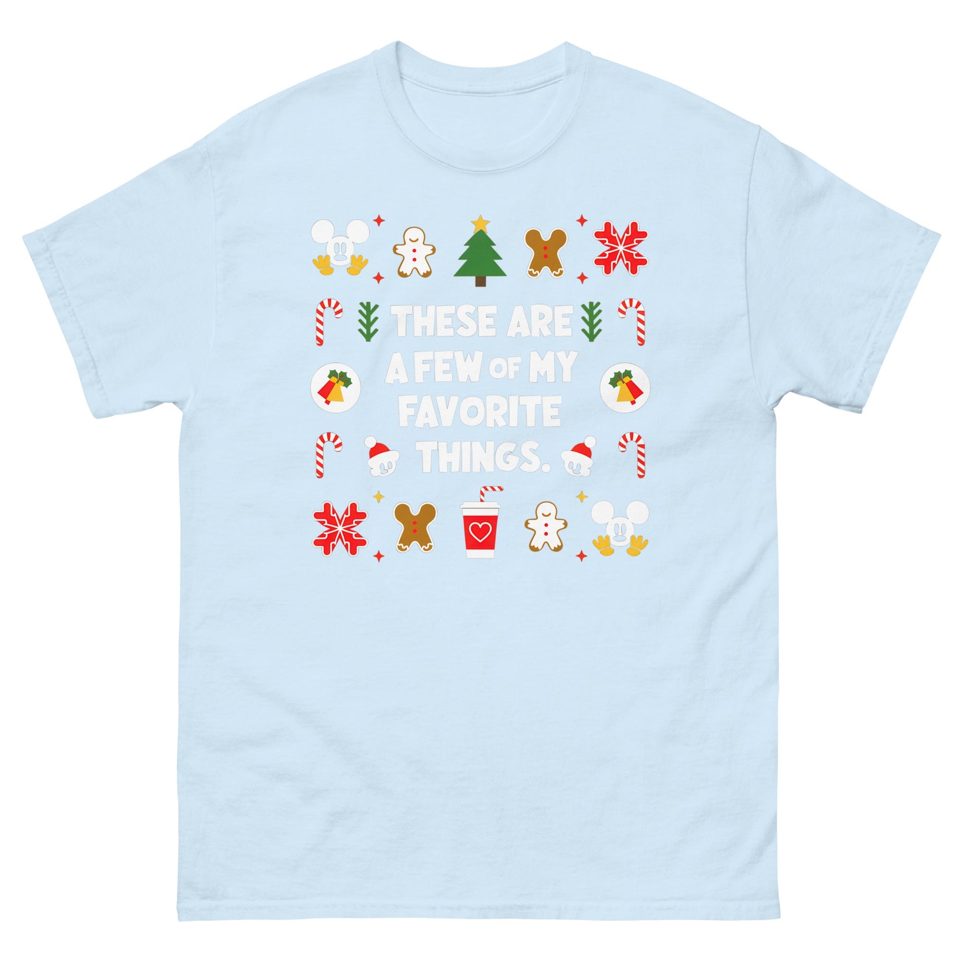 Favourite Things | Christmas T-Shirt - Light Blue - T-Shirts Online