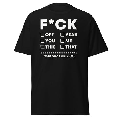 F*CK Checklist Funny Adult Humor T-Shirt - Black - T-Shirts Online