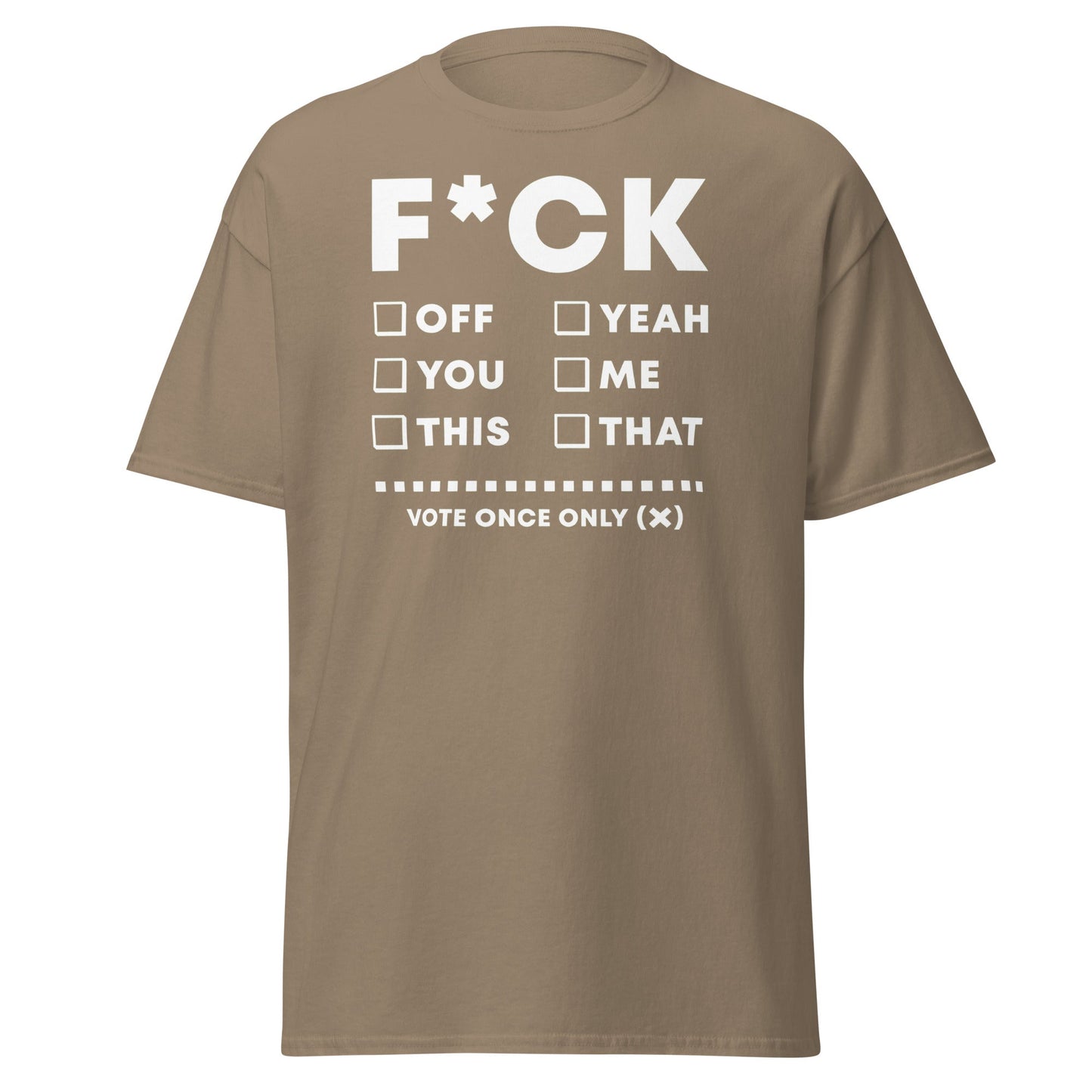 F*CK Checklist Funny Adult Humor T-Shirt - Brown Savana - T-Shirts Online