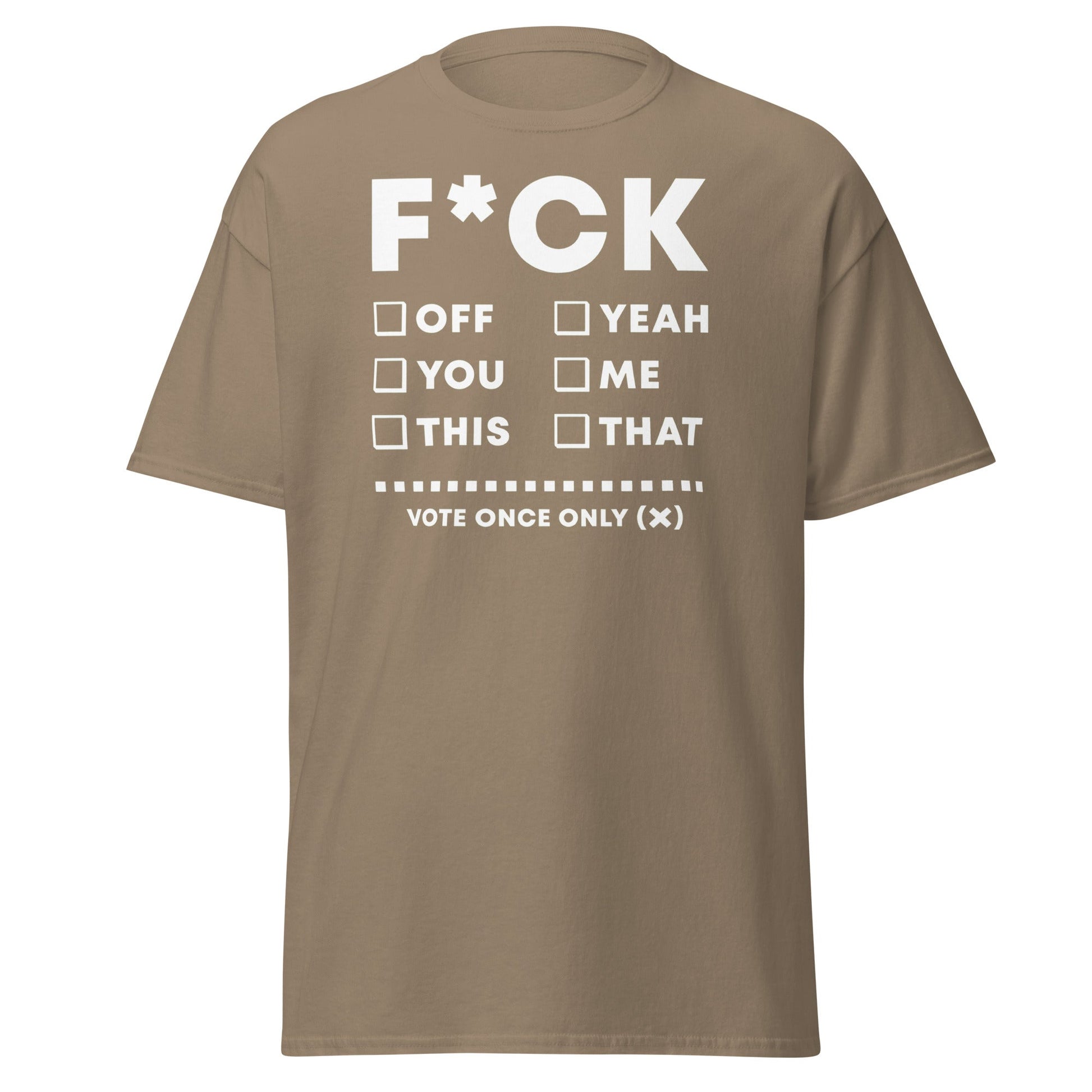 F*CK Checklist Funny Adult Humor T-Shirt - Brown Savana - T-Shirts Online