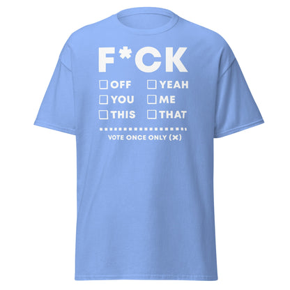 F*CK Checklist Funny Adult Humor T-Shirt - Carolina Blue - T-Shirts Online
